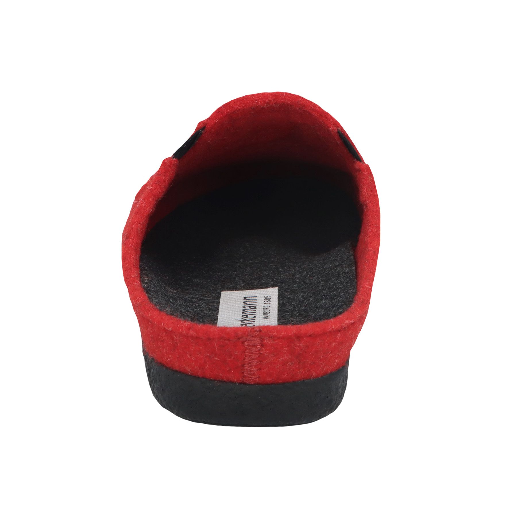 rote hausschuhe hinteransicht