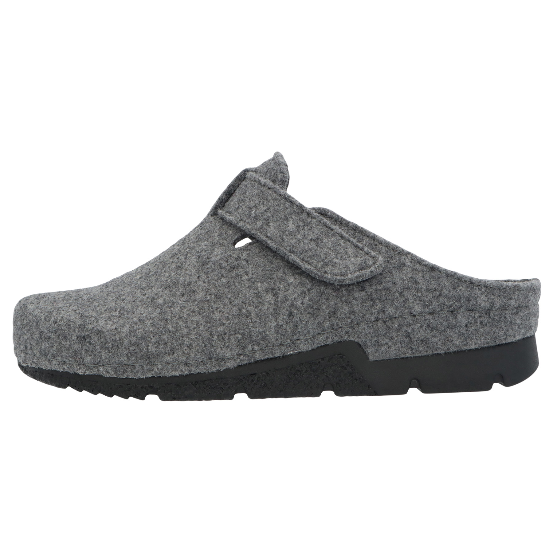 graue hausschuhe seitenansicht links