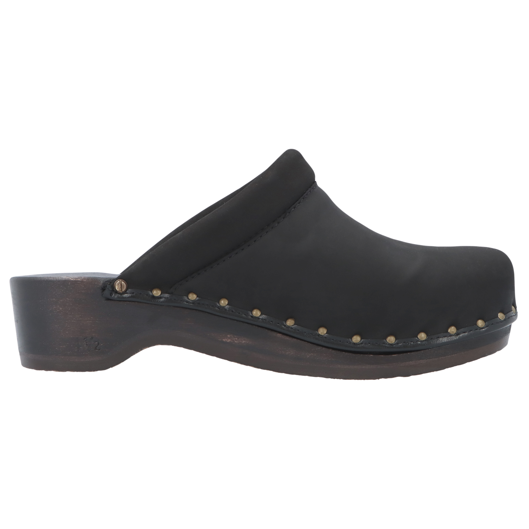 schwarze holzschuhe seitenansicht rechts