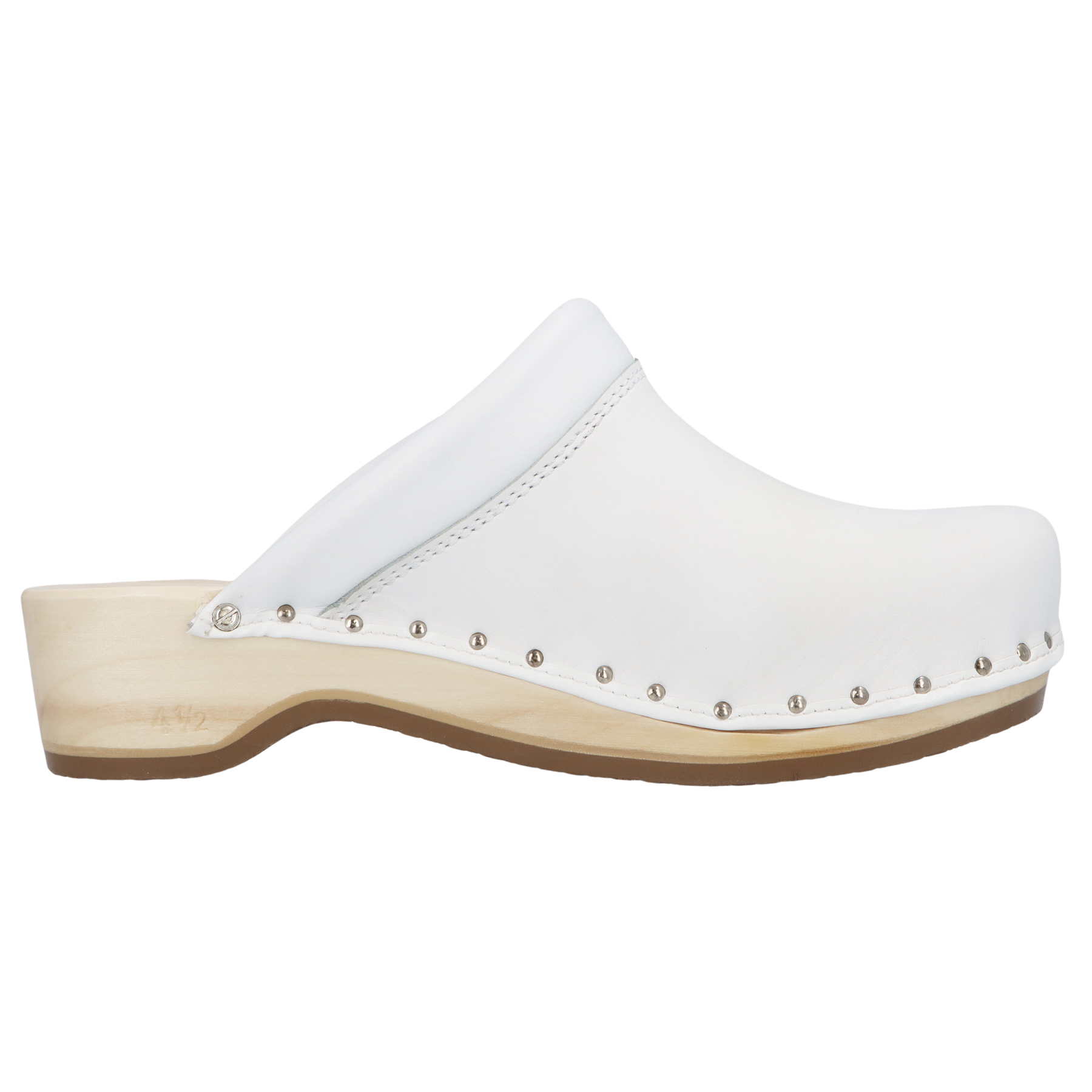 weiße holzschuhe seitenansicht rechts