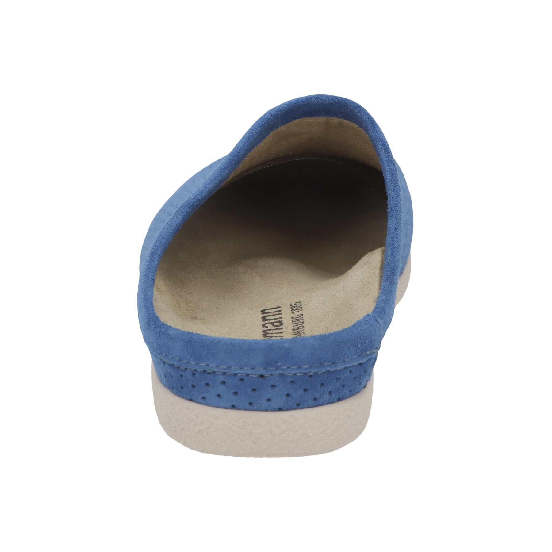 blaue clogs hinteransicht