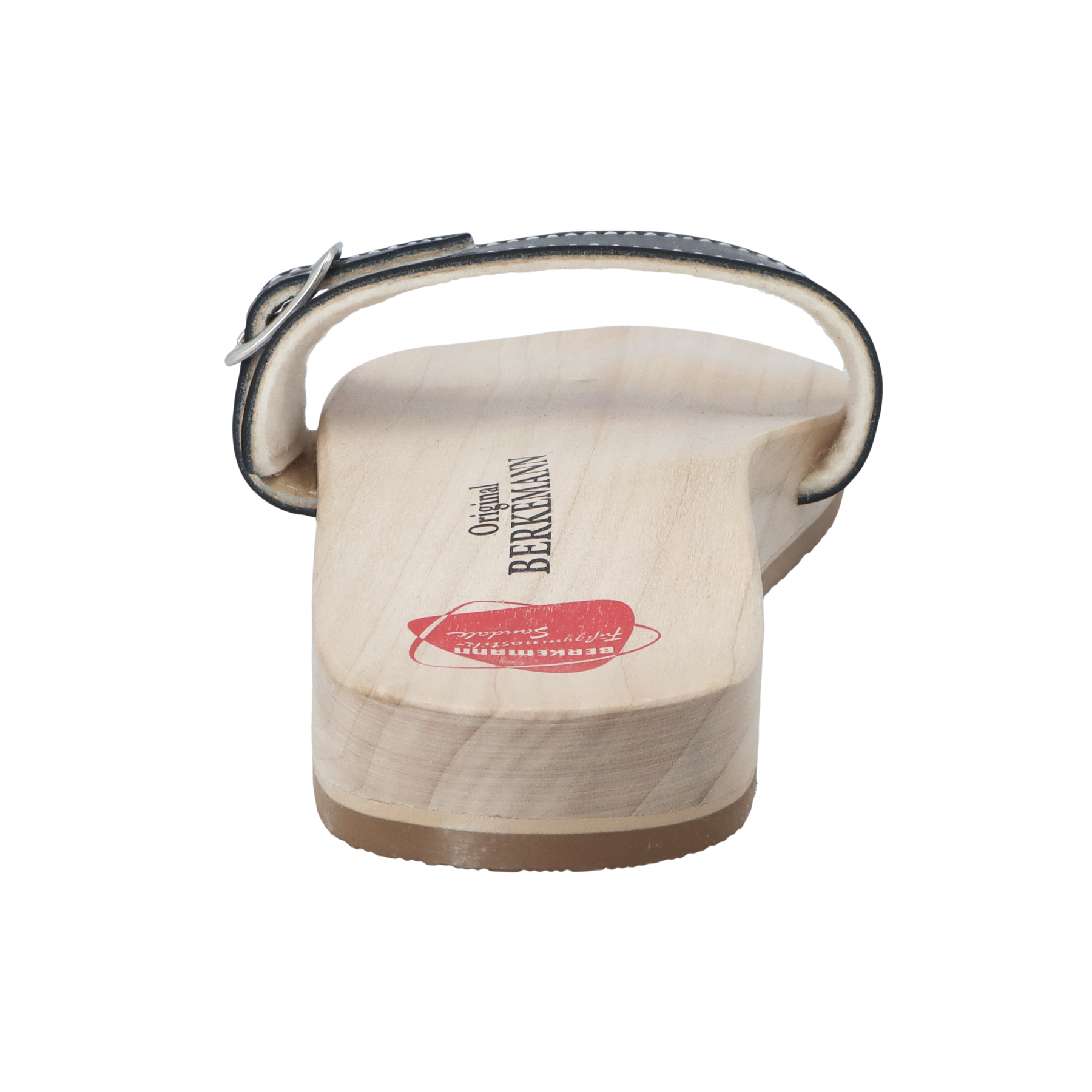 schwarze holzschuhe hinteransicht