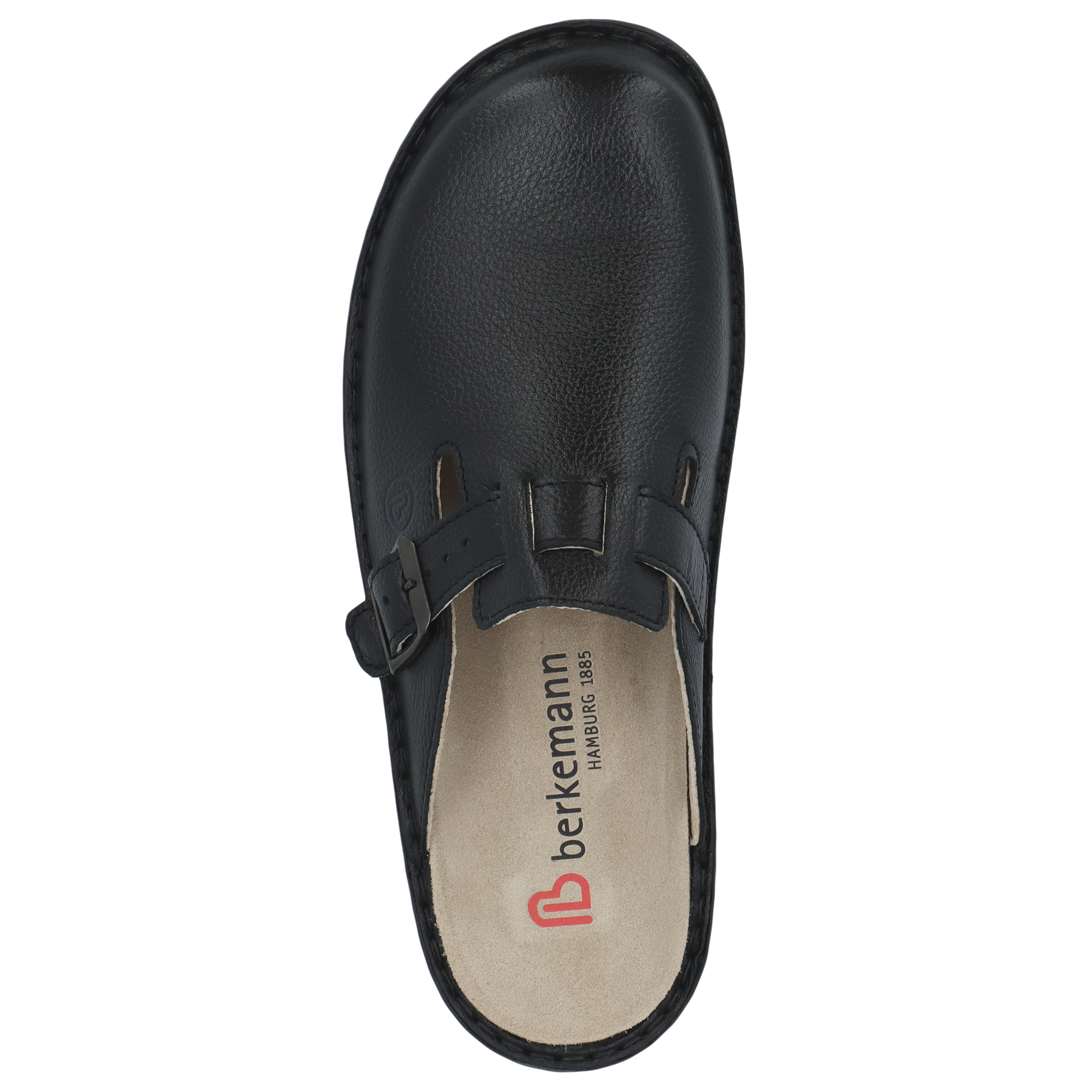 schwarze clogs draufsicht