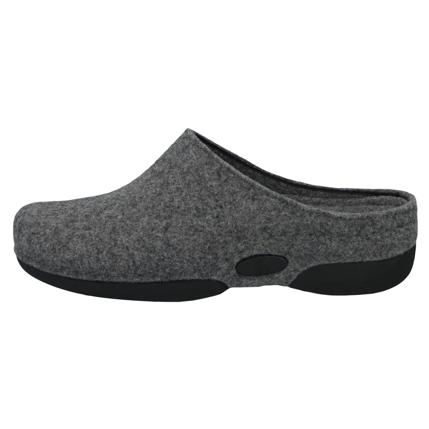 graue hausschuhe seitenansicht links