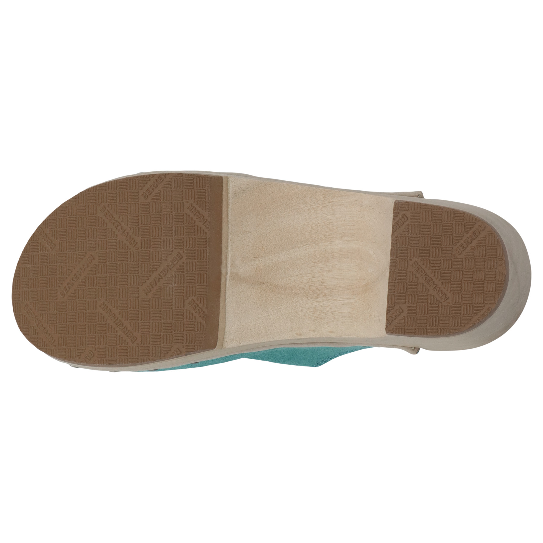 grüne holzschuhe sohlenansicht