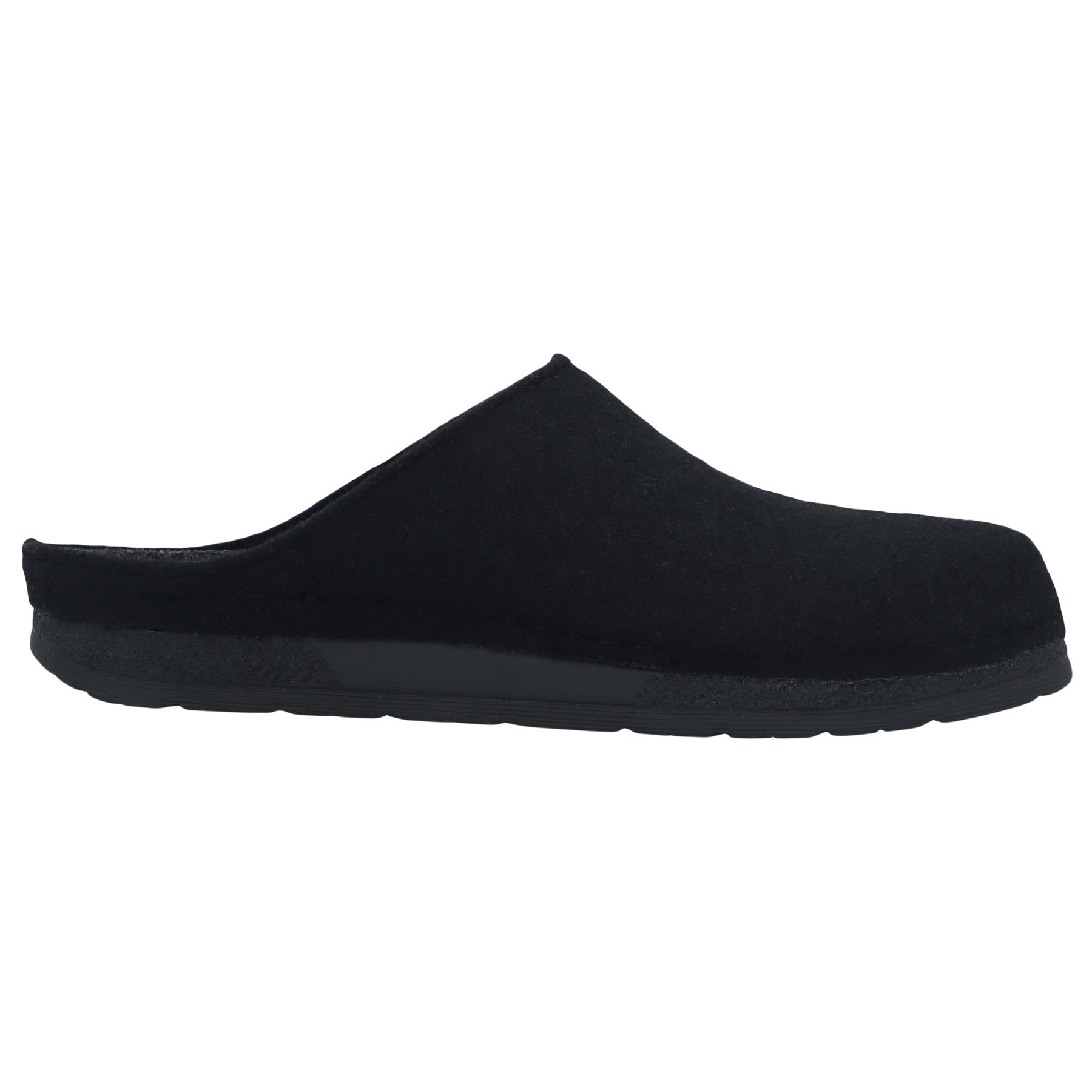 schwarze hausschuhe seitenansicht rechts