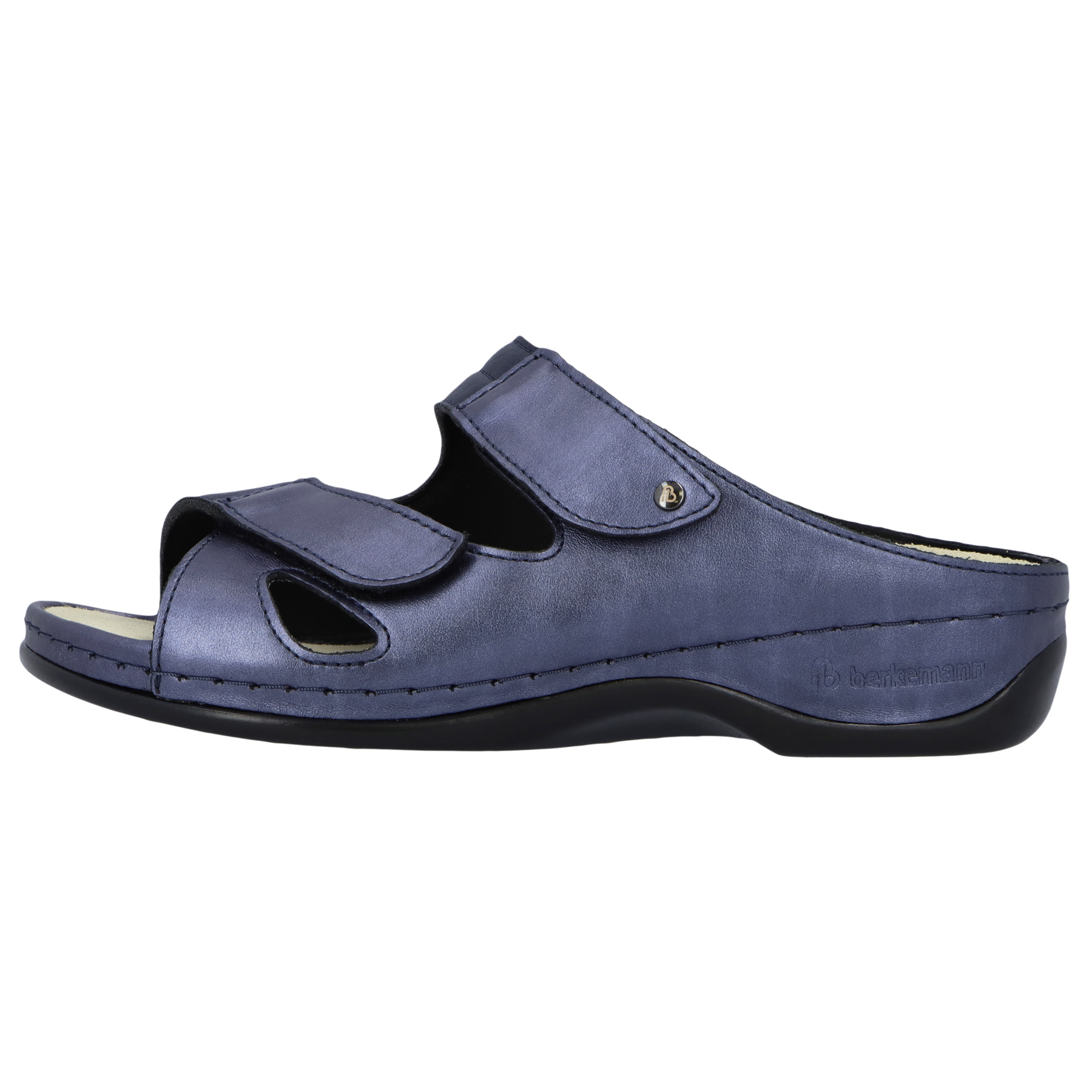 blaue pantolette seitenansicht links