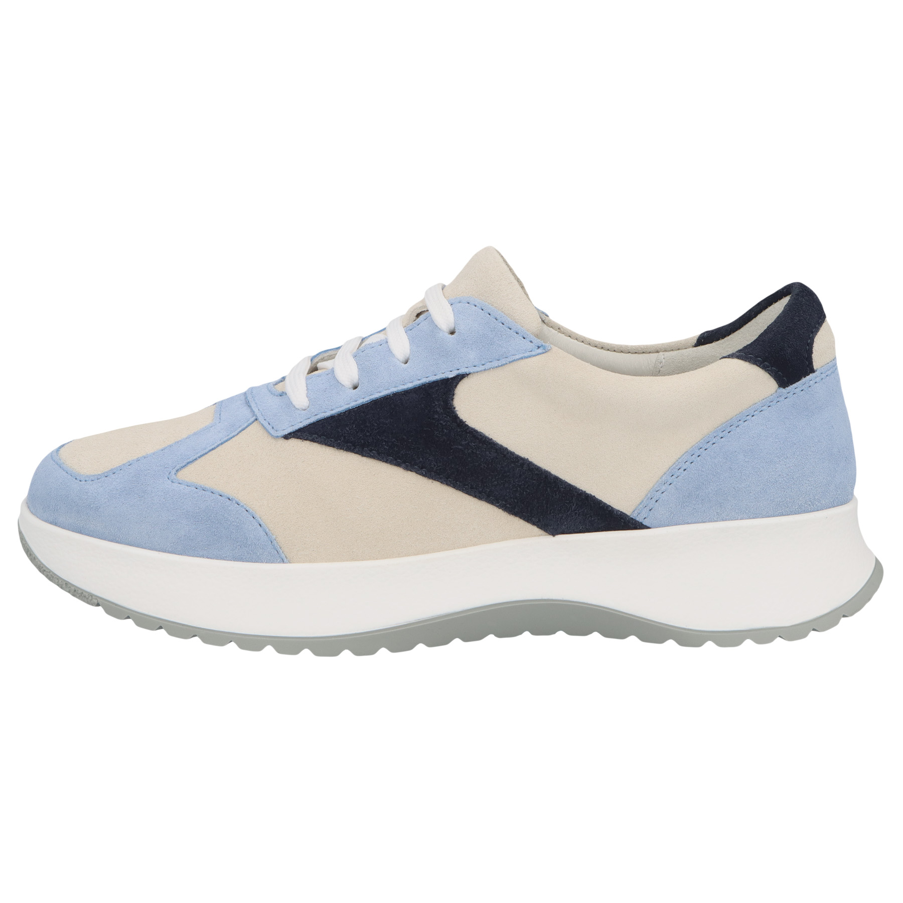 blaue sneaker seitenansicht links