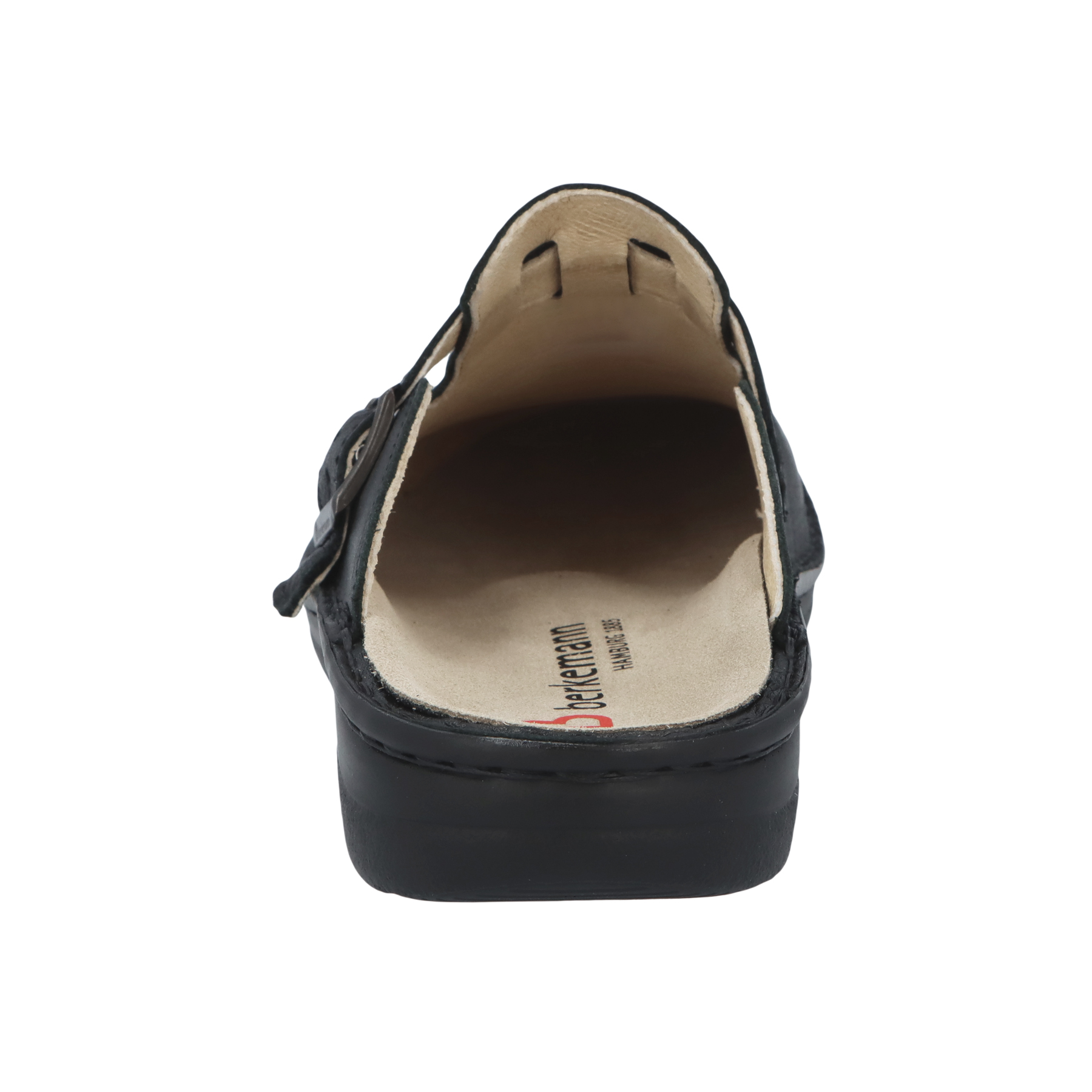 schwarze clogs hinteransicht