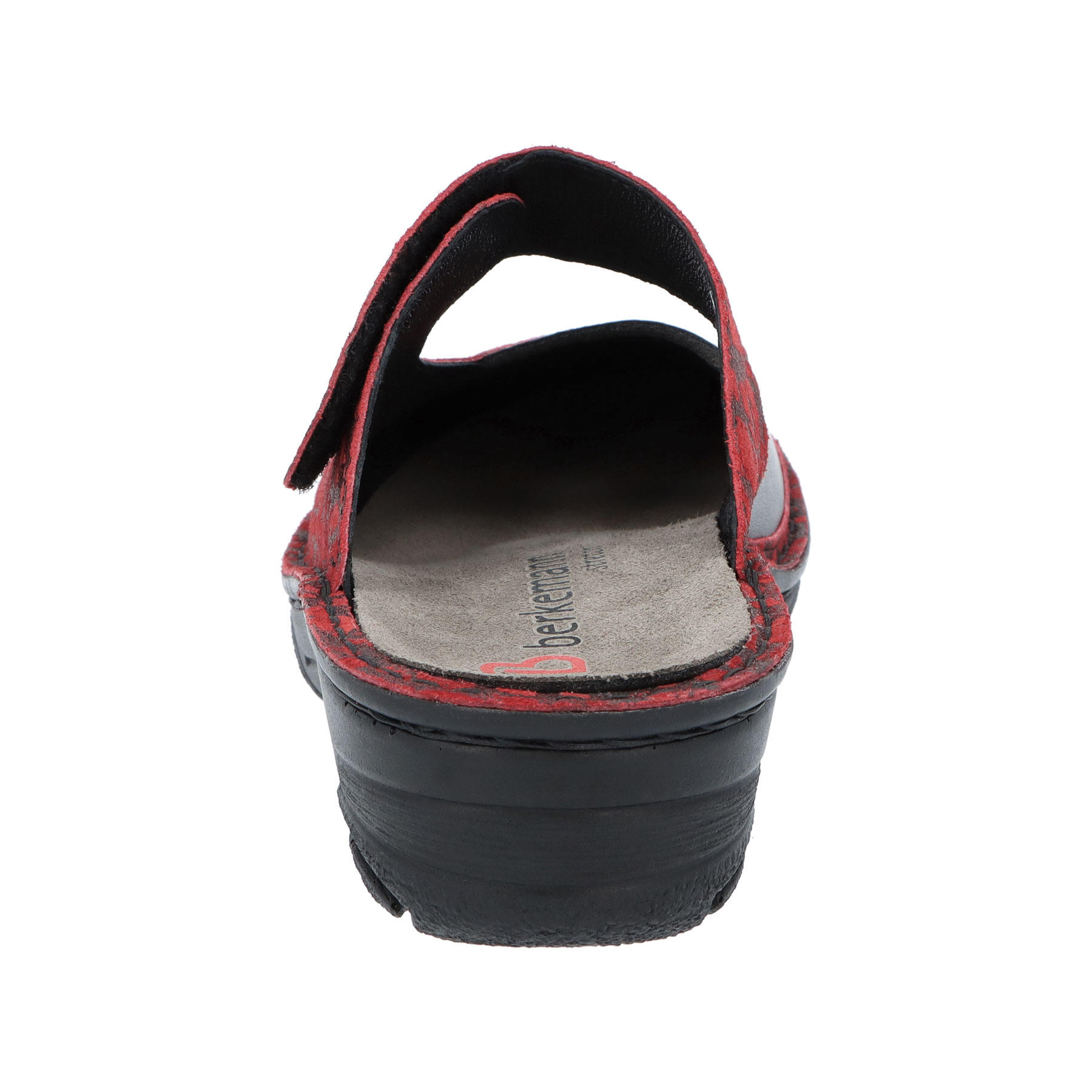 rote clogs hinteransicht