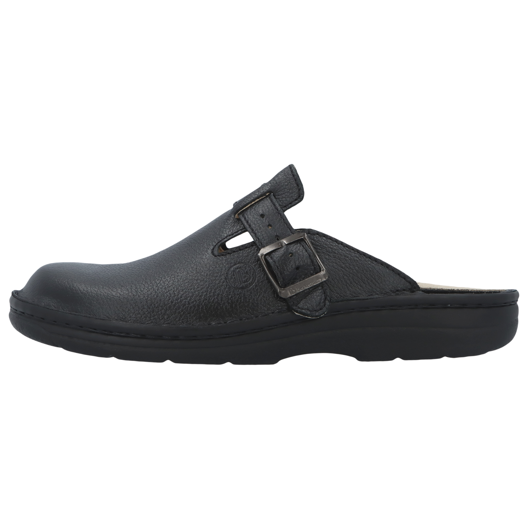 schwarze clogs seitenansicht links