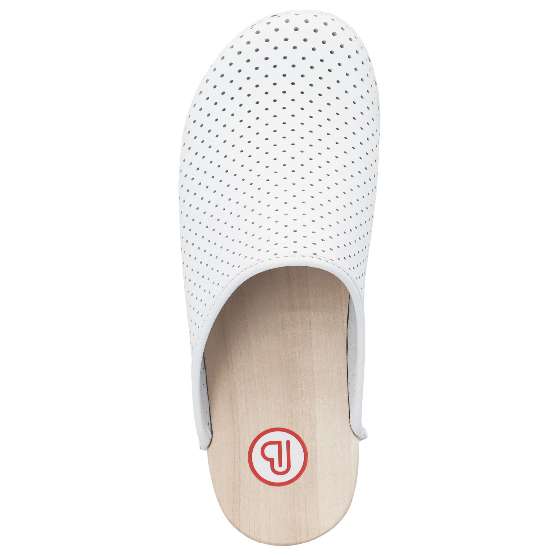 weiße holzschuhe draufsicht