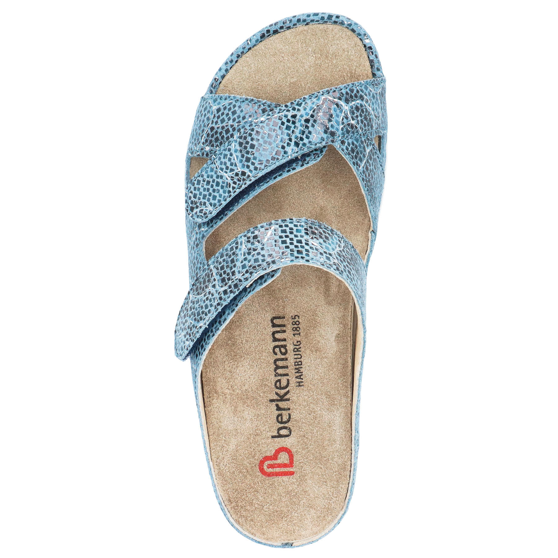 blaue pantolette draufsicht