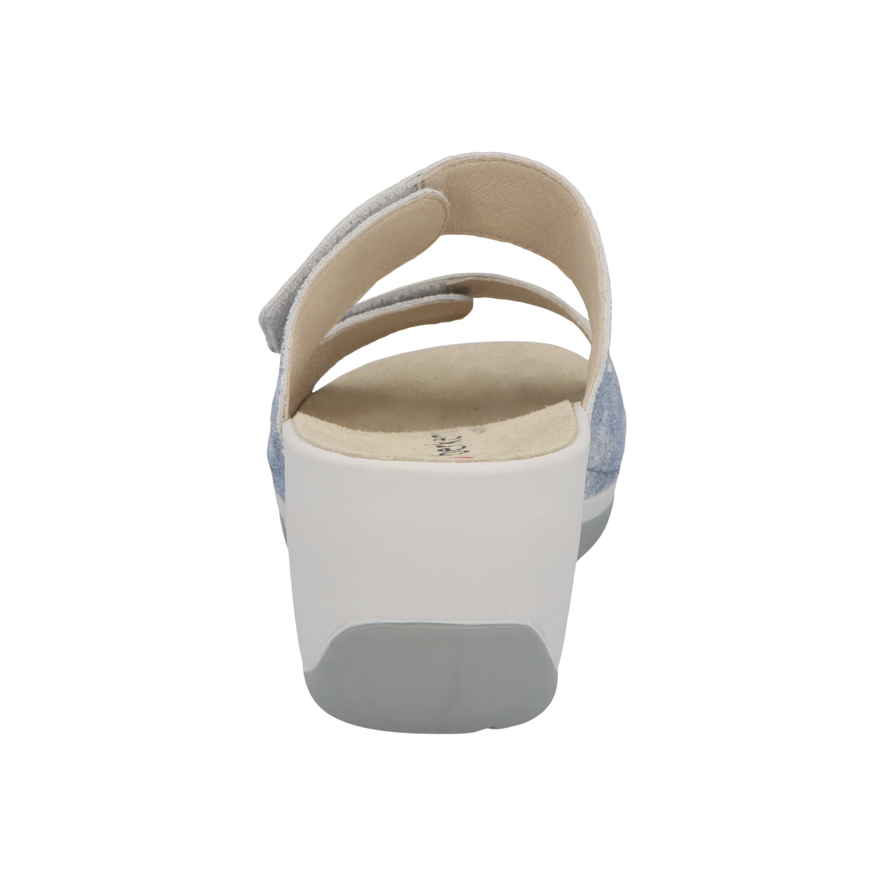 blaue pantolette hinteransicht