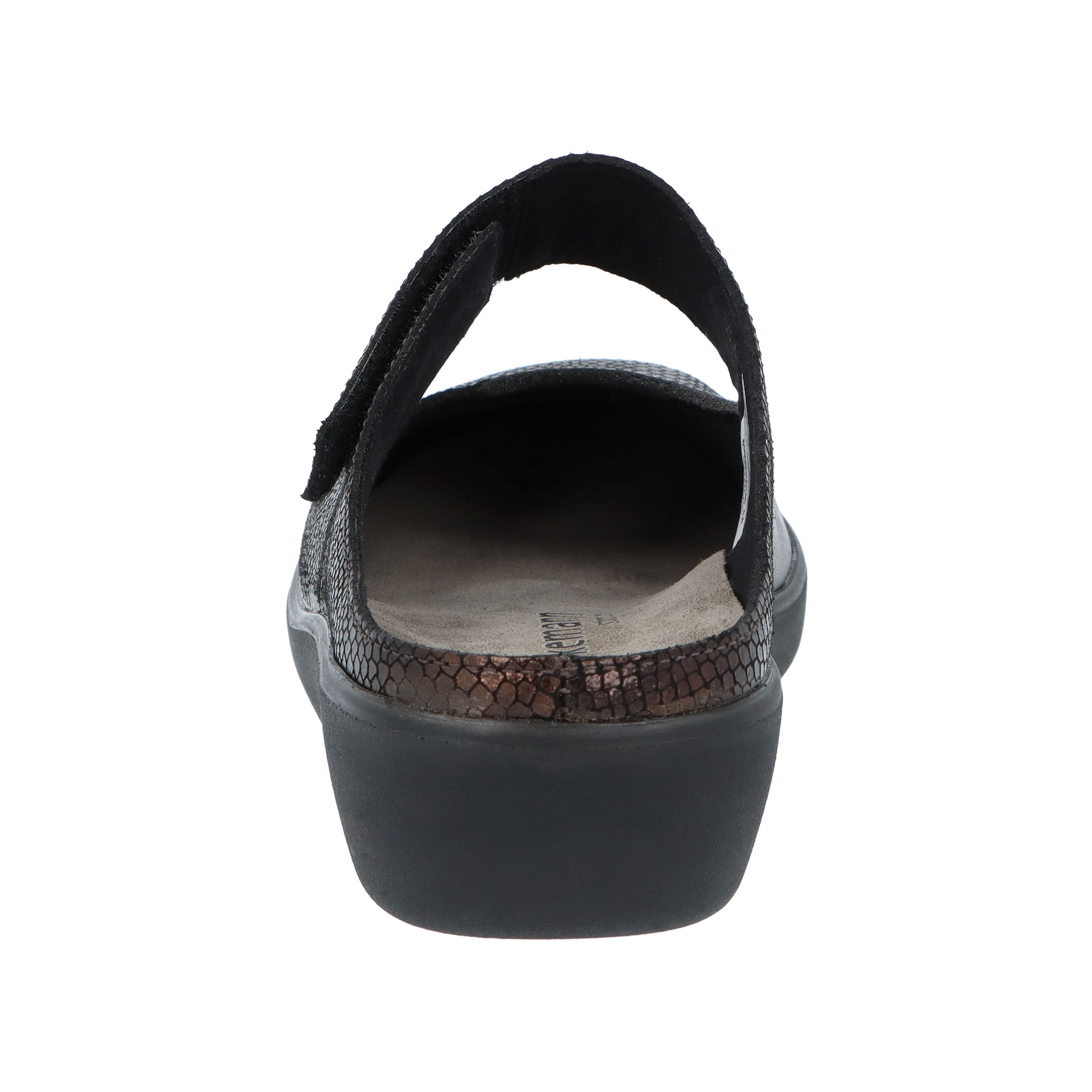 braune clogs hinteransicht