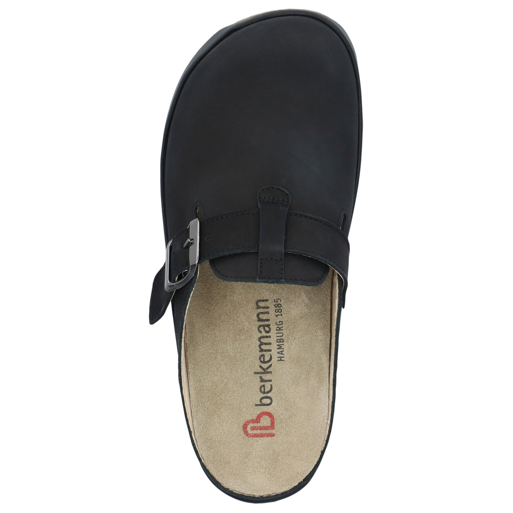 schwarze clogs draufsicht