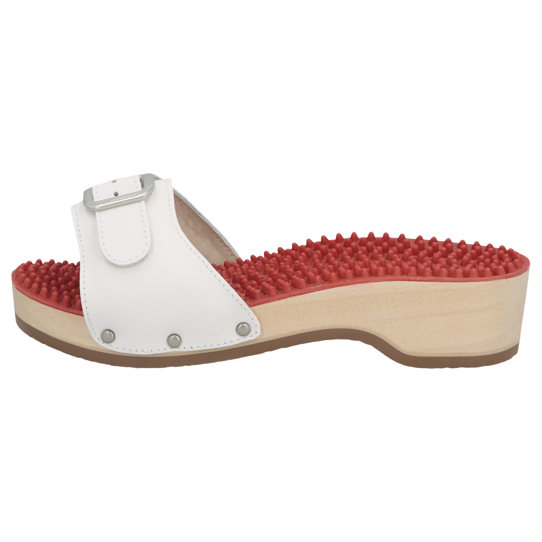 weiße holzschuhe seitenansicht links