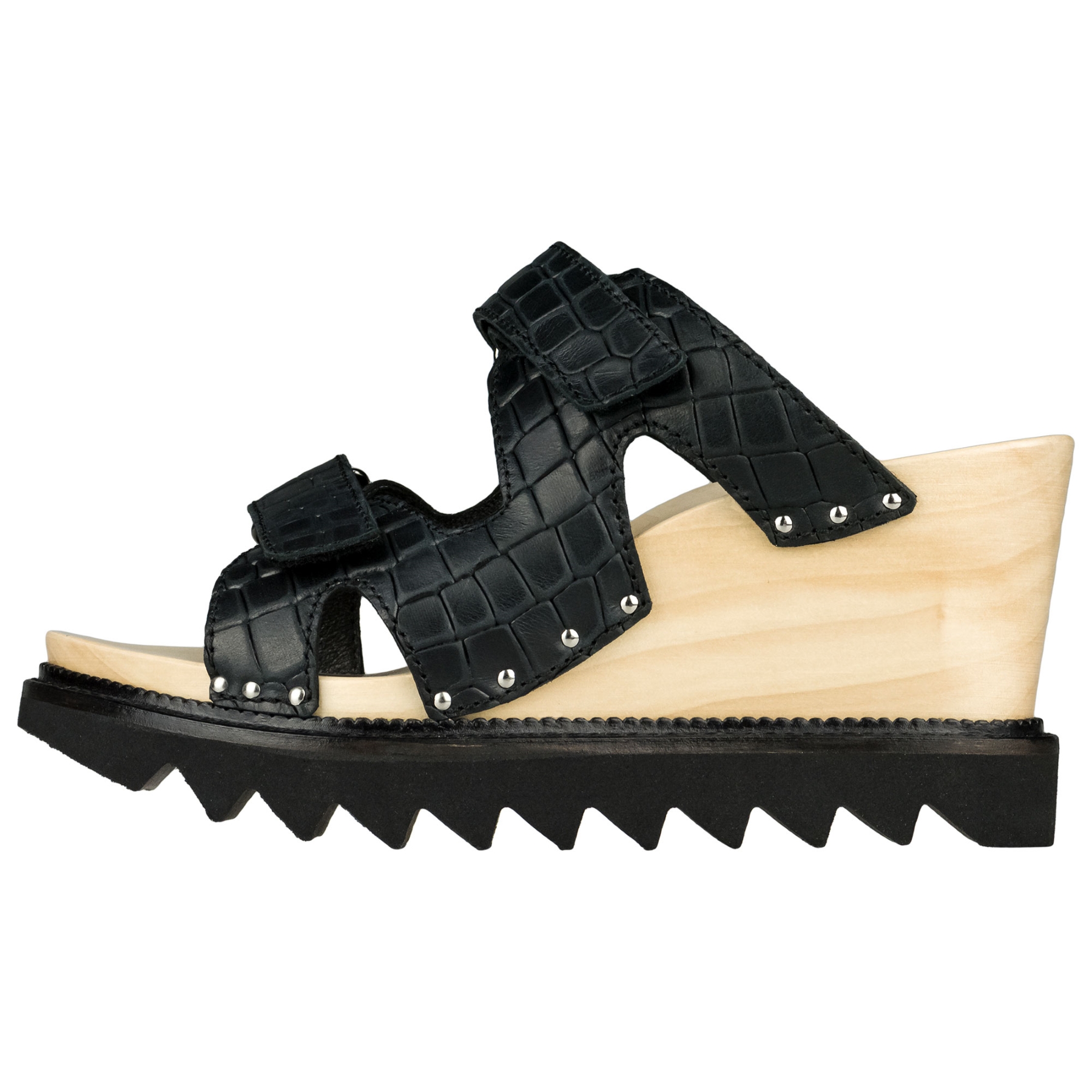 schwarze holzschuhe 3-4 ansicht