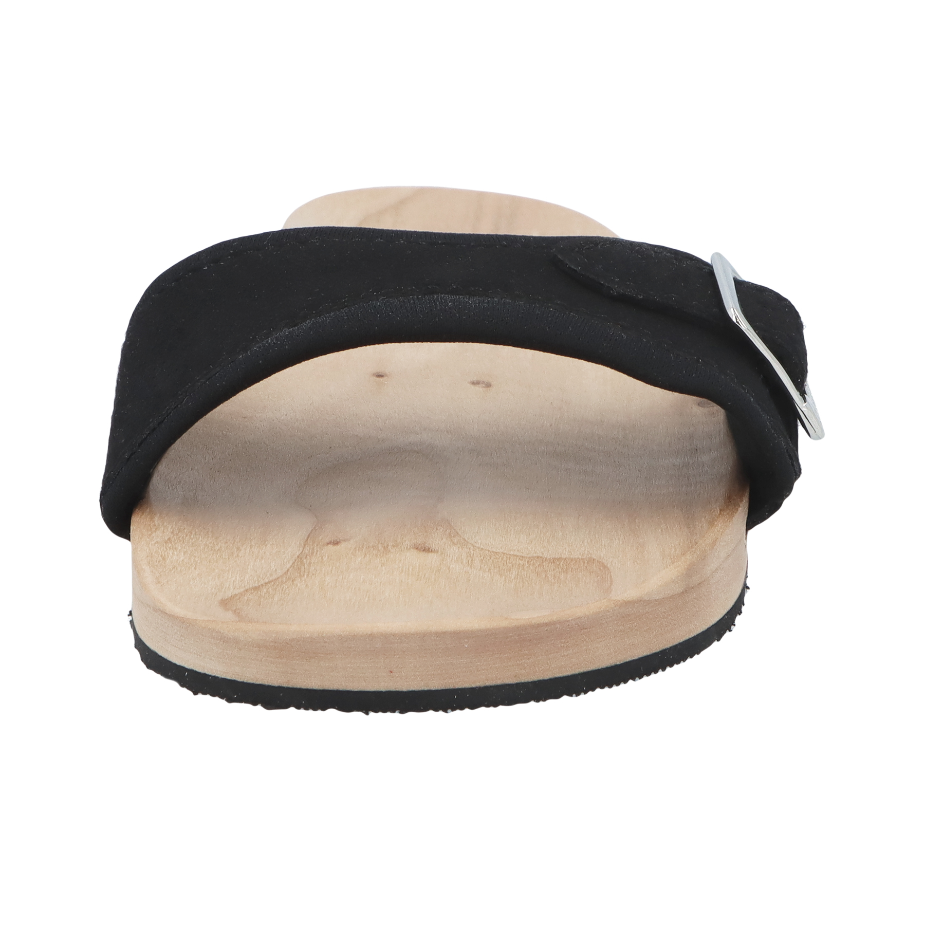 schwarze holzschuhe vorderansicht