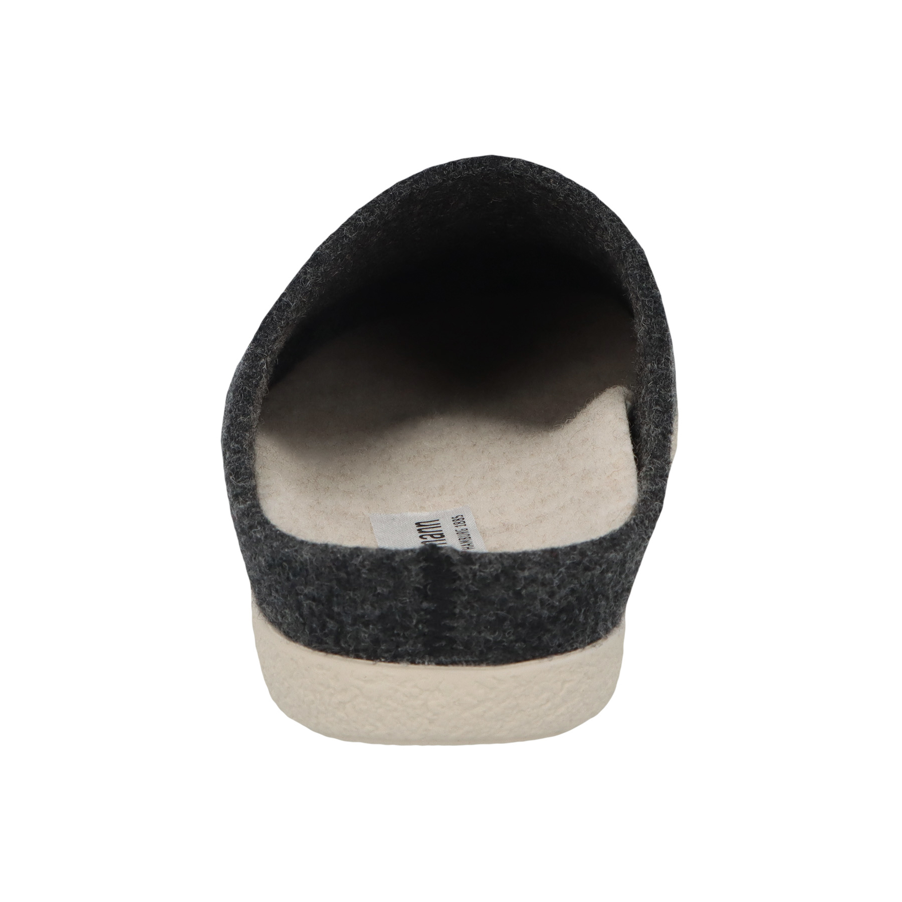 graue hausschuhe hinteransicht