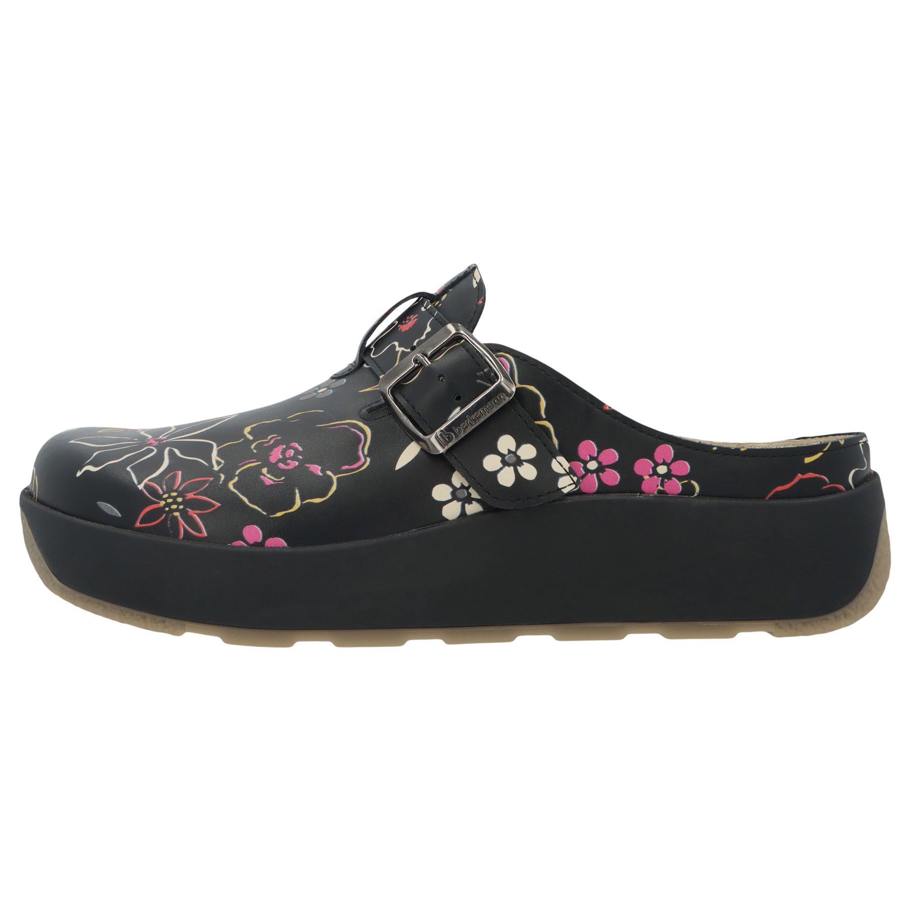 schwarze clogs seitenansicht links