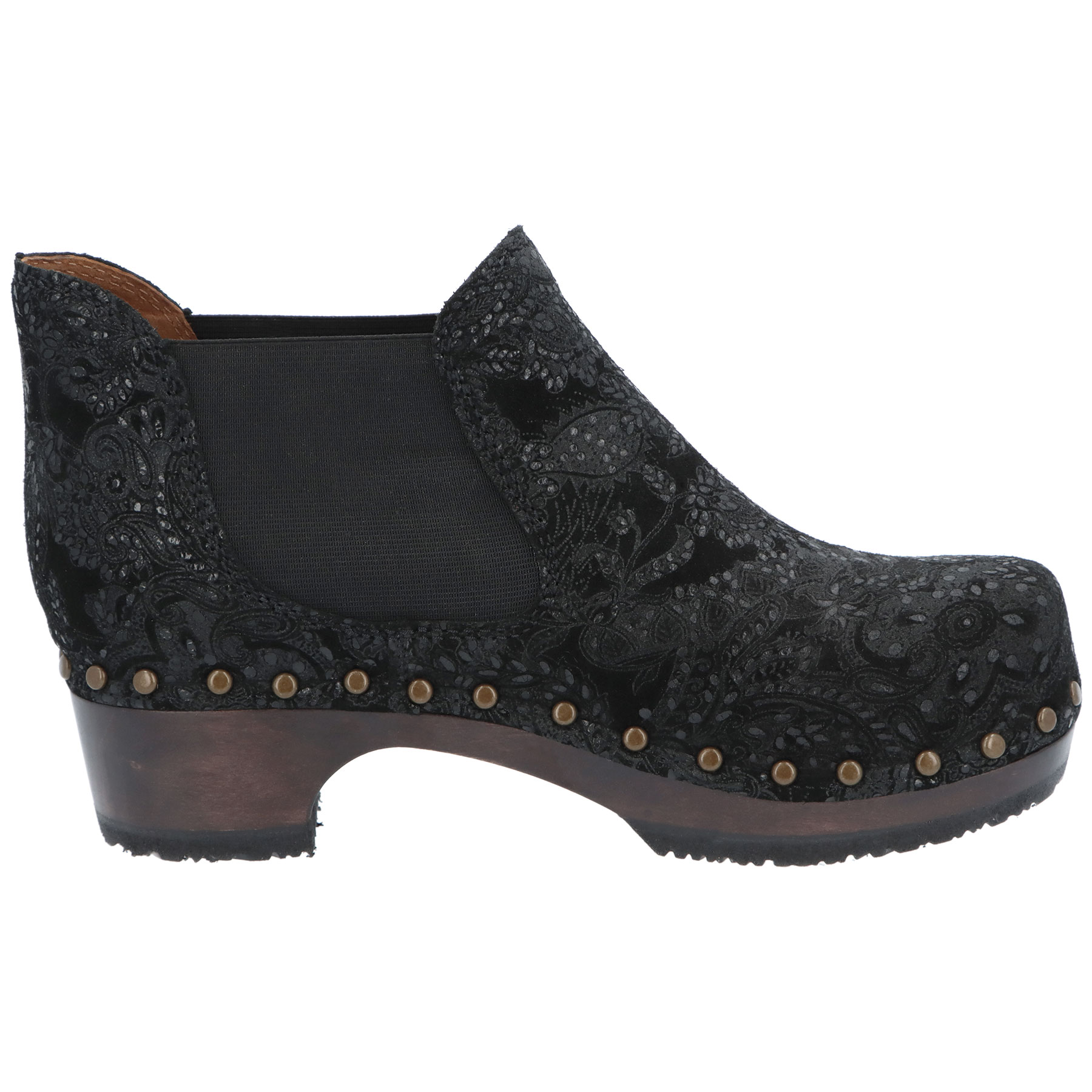 schwarze holzschuhe seitenansicht rechts