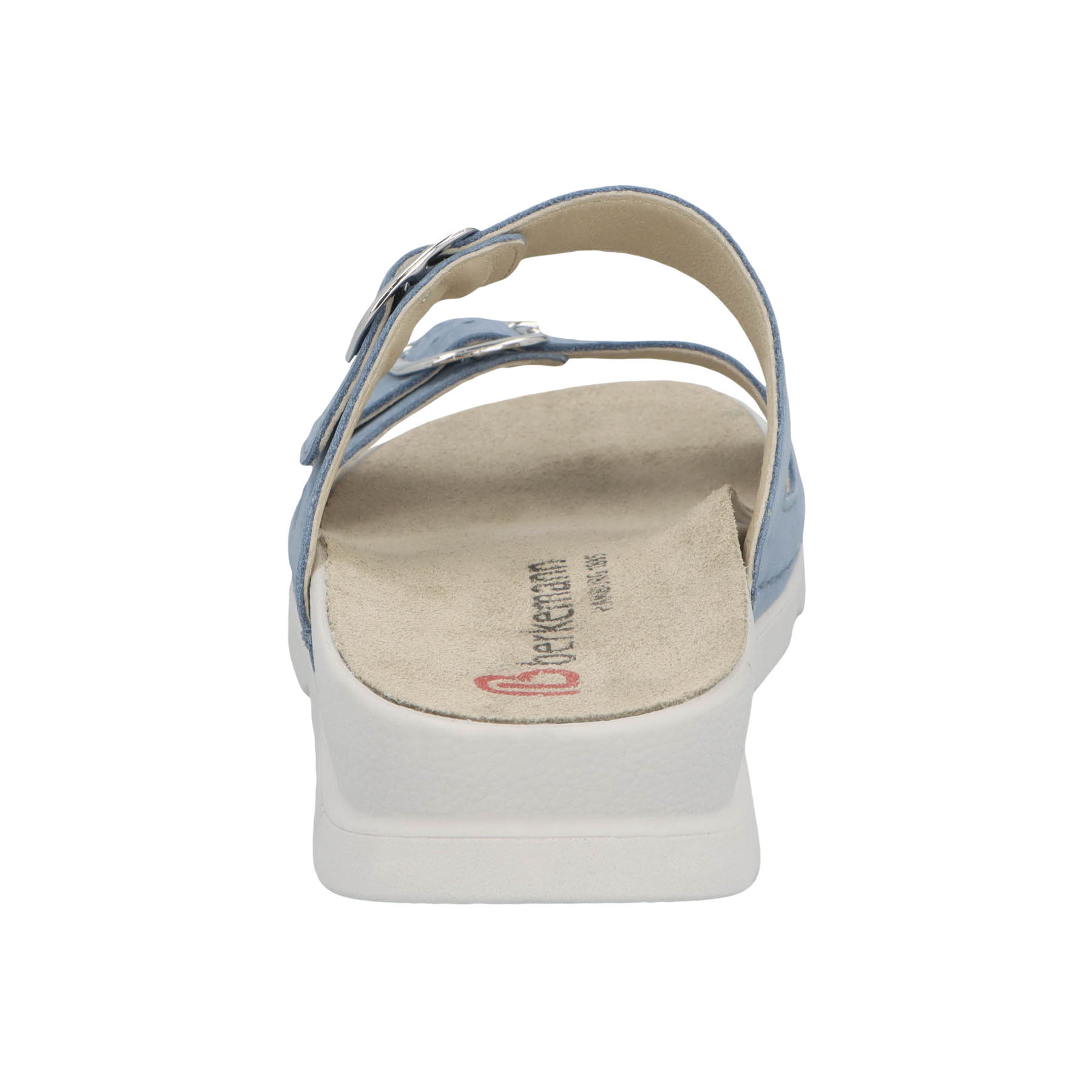 blaue pantolette hinteransicht