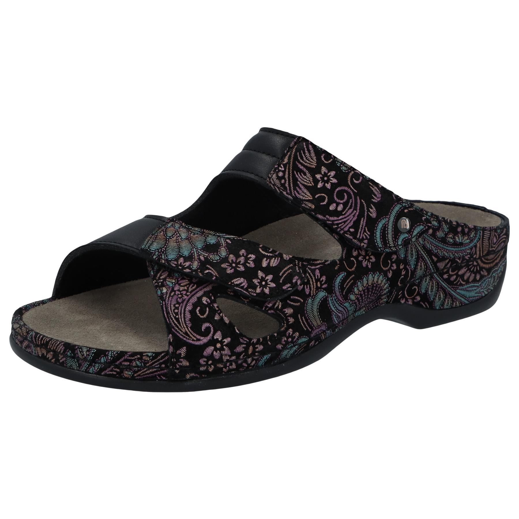 neon-Paisley schwarz Leder/Stretch