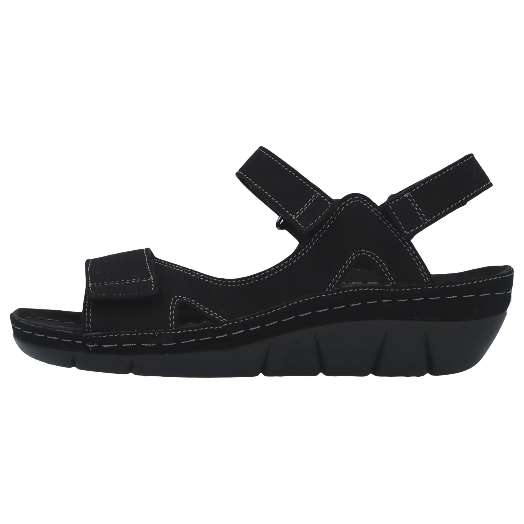 schwarze sandale seitenansicht links