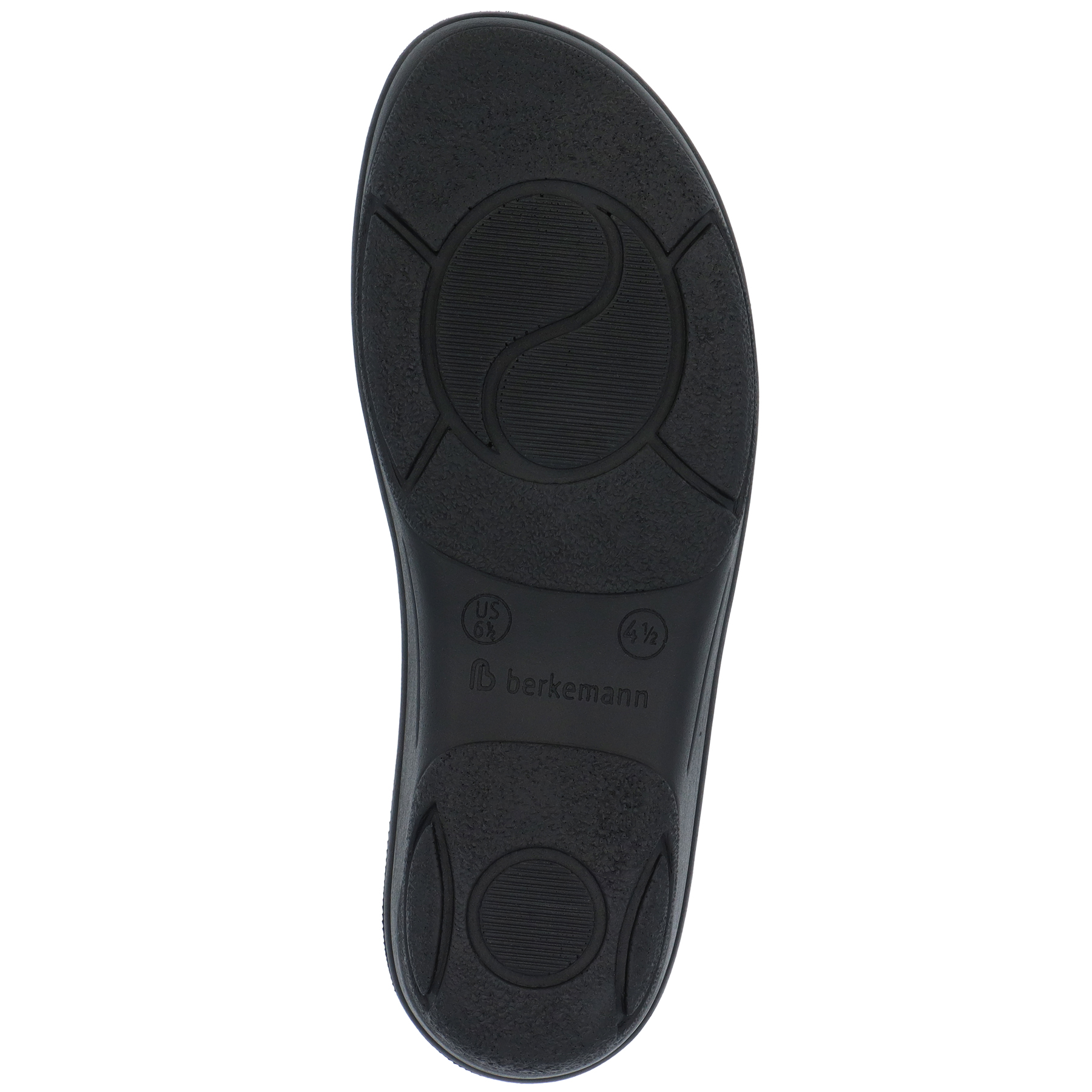 schwarze sandale sohlenansicht