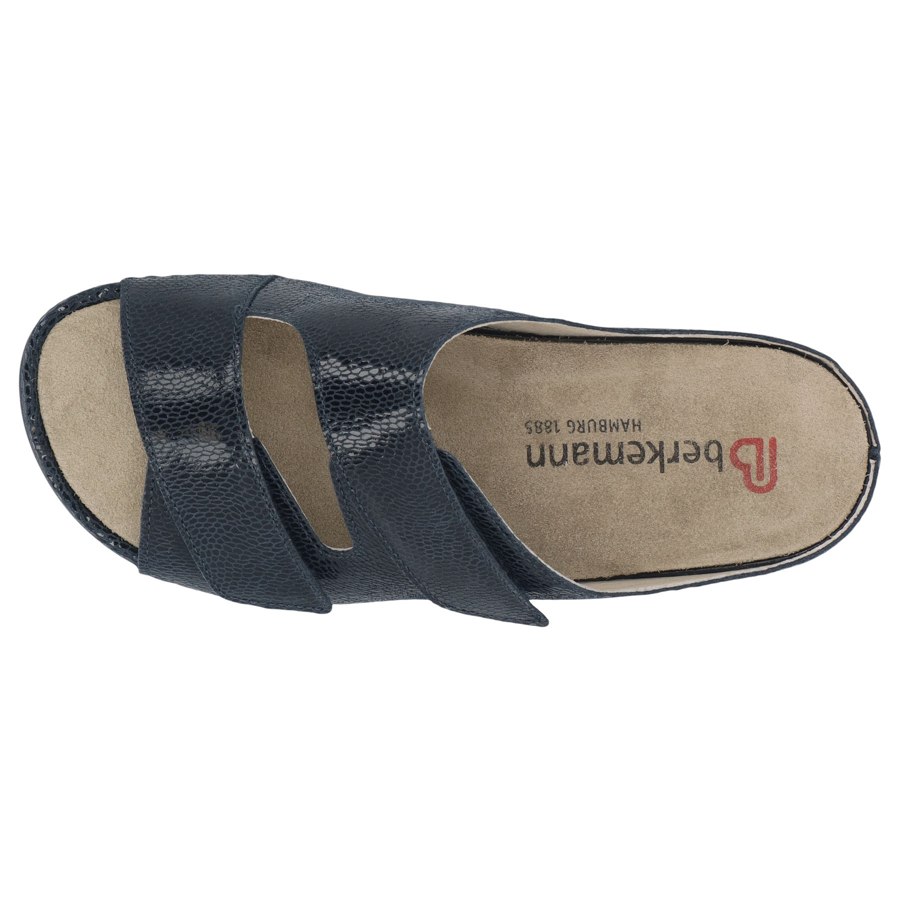 blaue pantolette draufsicht