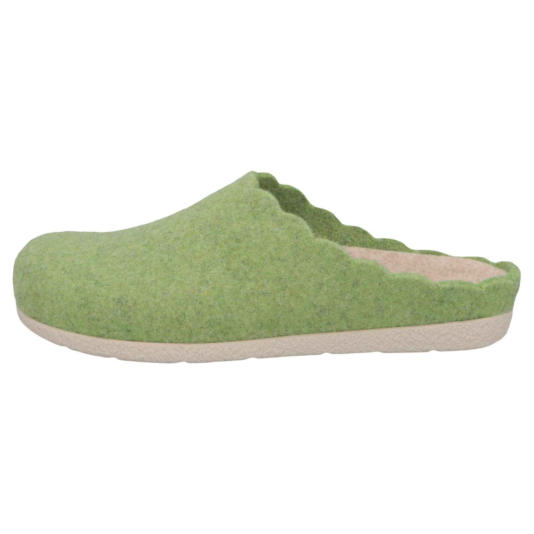 grüne hausschuhe seitenansicht links