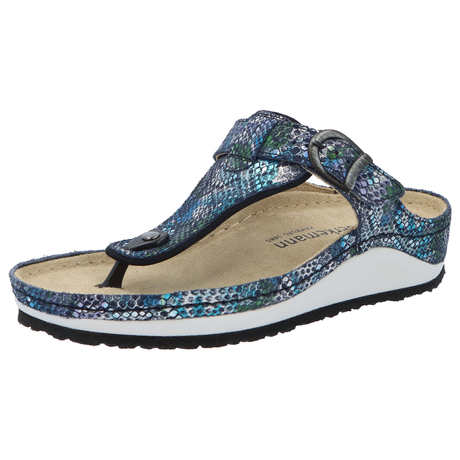 blaue pantolette 3-4 ansicht