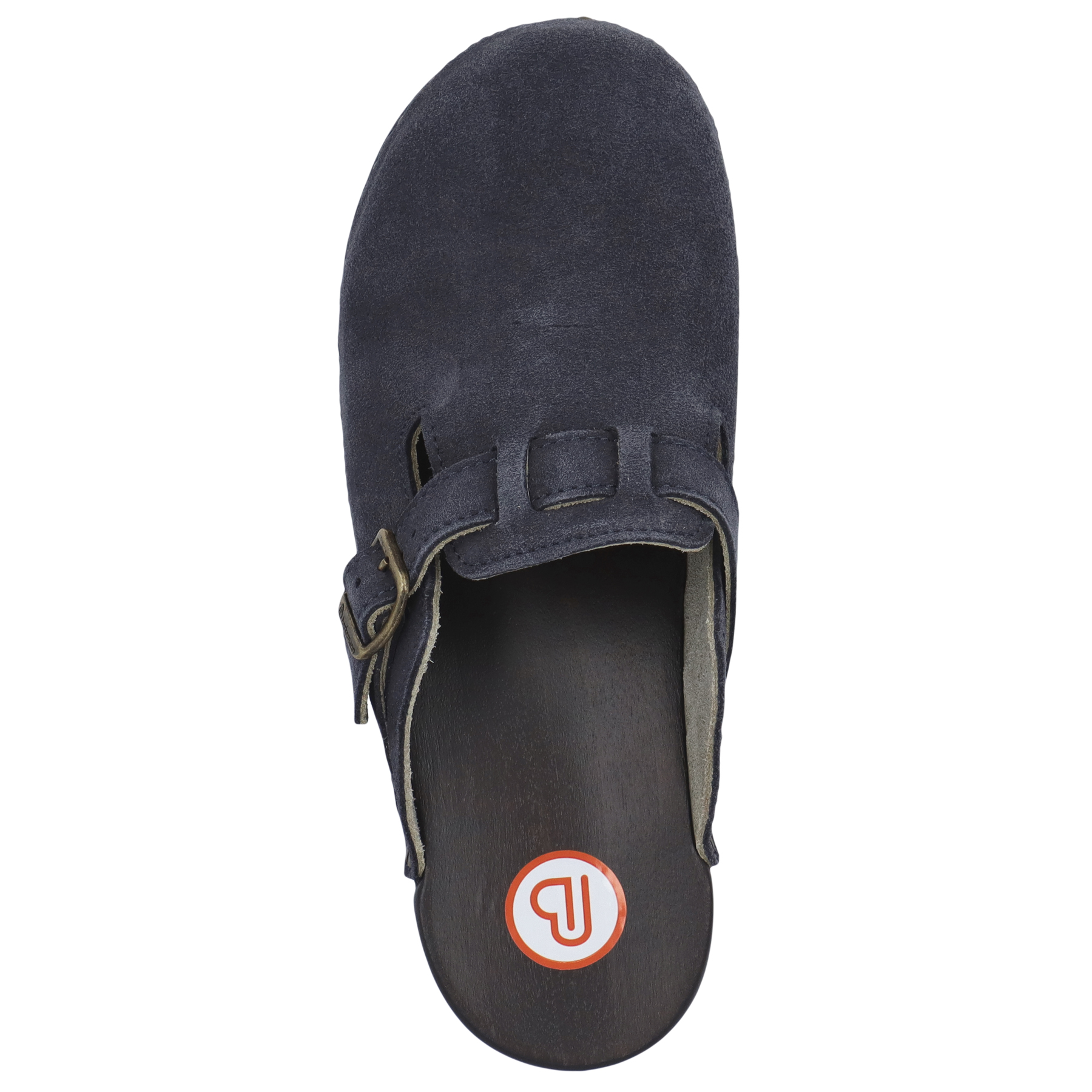 blaue holzschuhe draufsicht