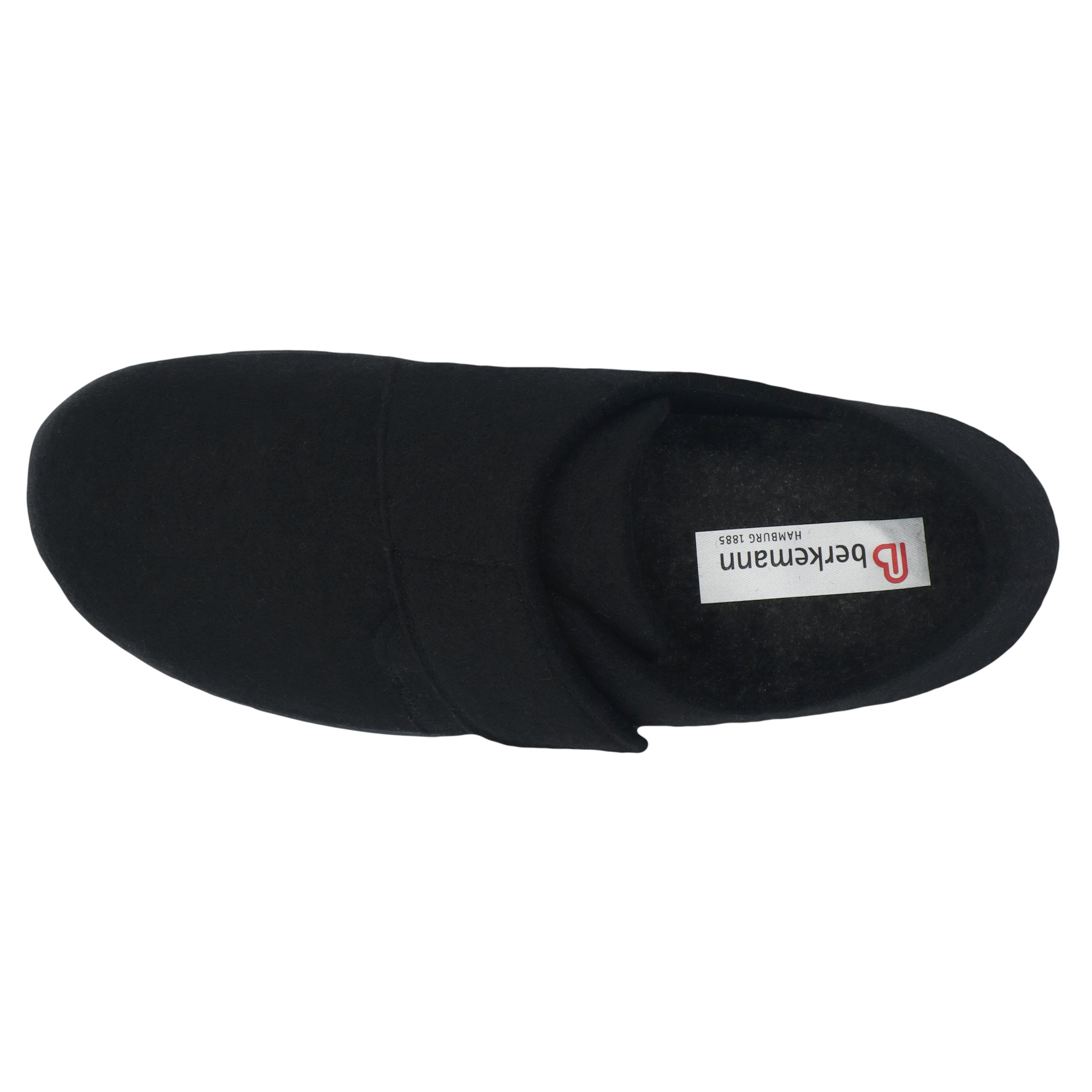 schwarze hausschuhe draufsicht