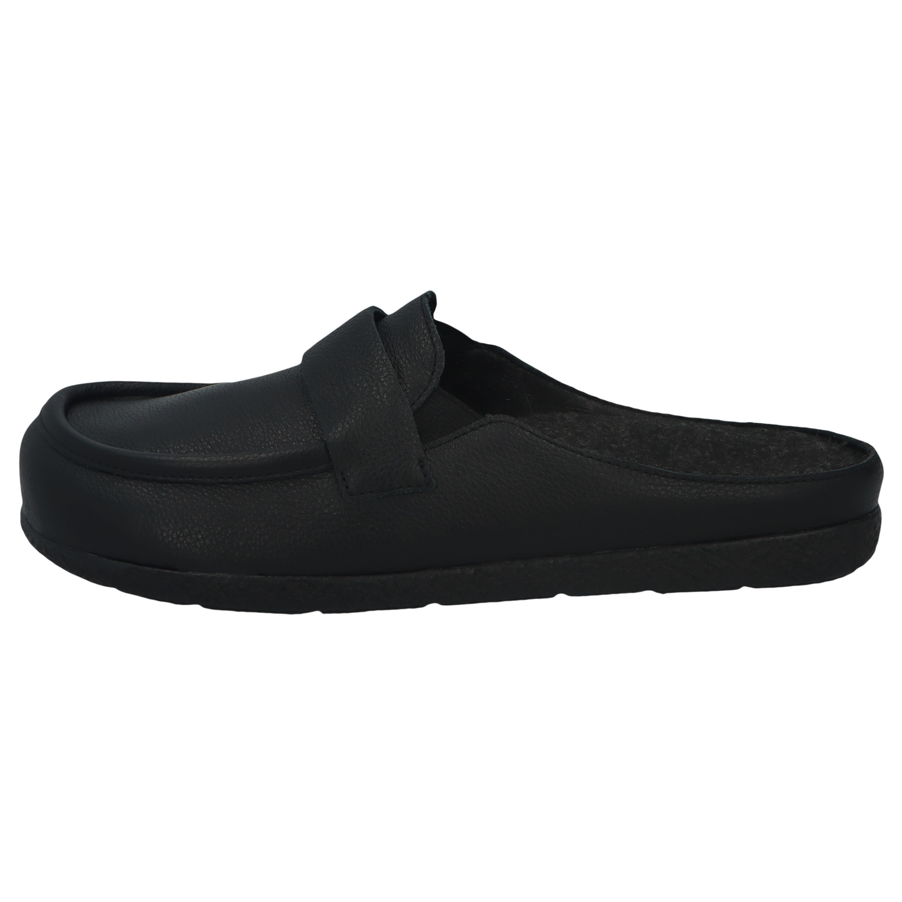 schwarze clogs seitenansicht links