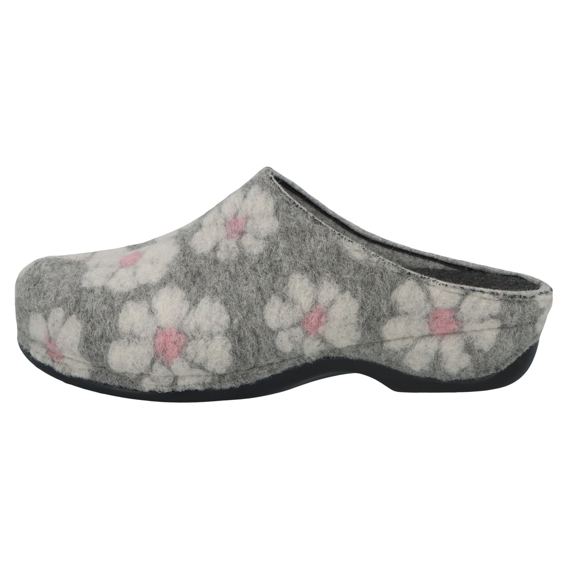 graue hausschuhe seitenansicht links