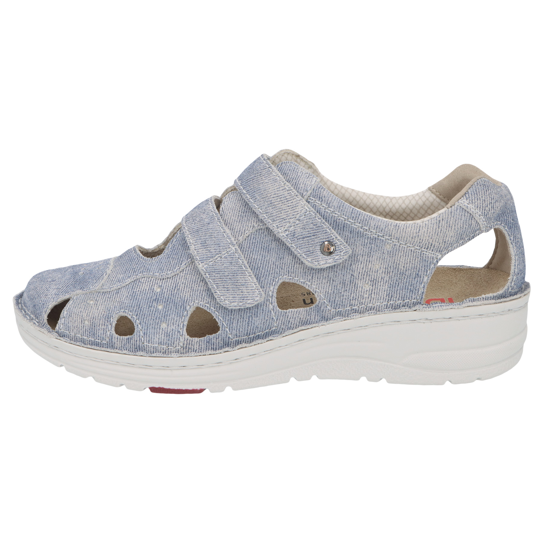 blaue halbschuh seitenansicht links