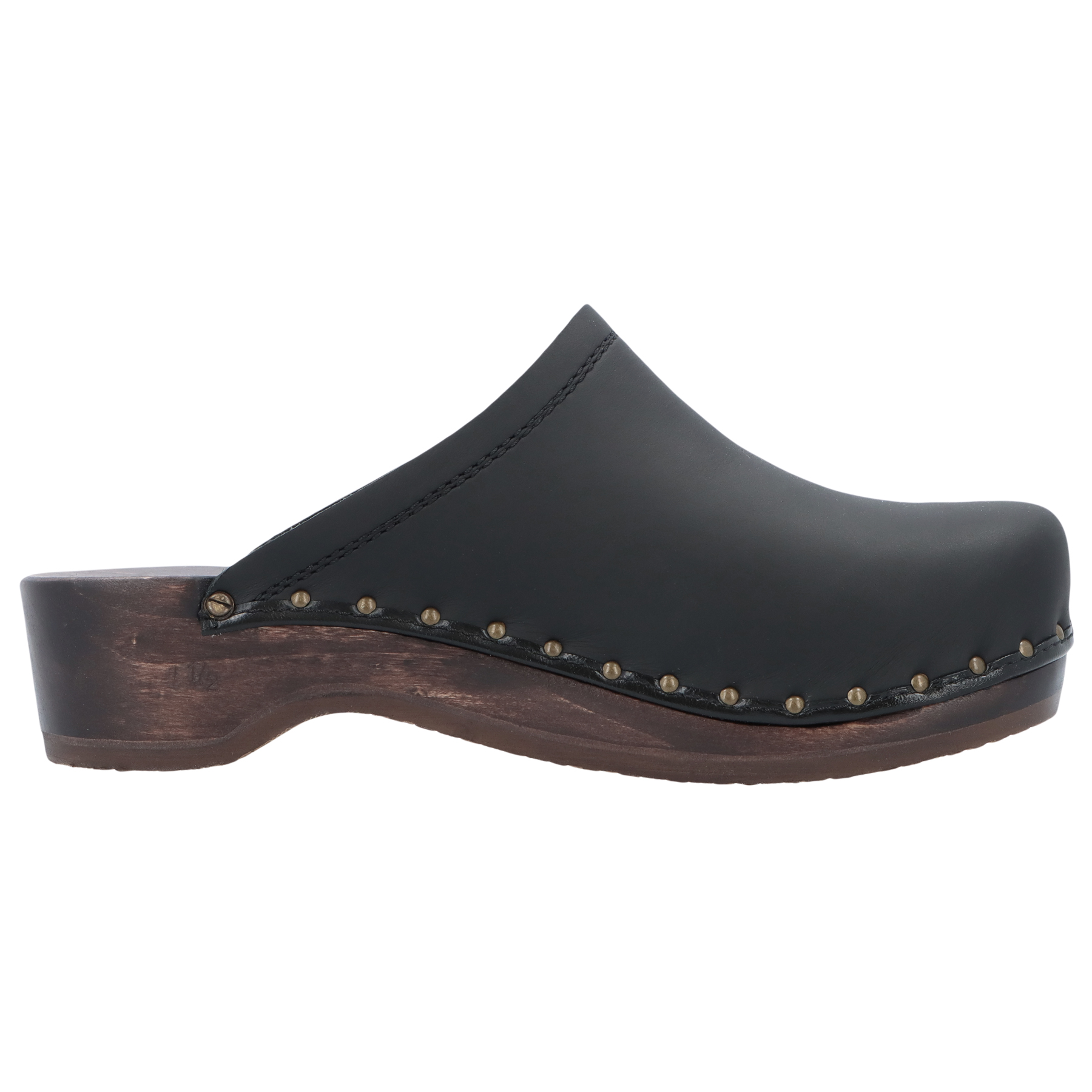 schwarze holzschuhe seitenansicht rechts