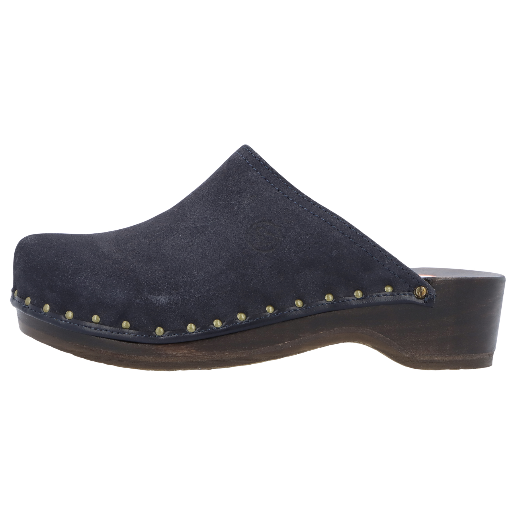 blaue holzschuhe seitenansicht links