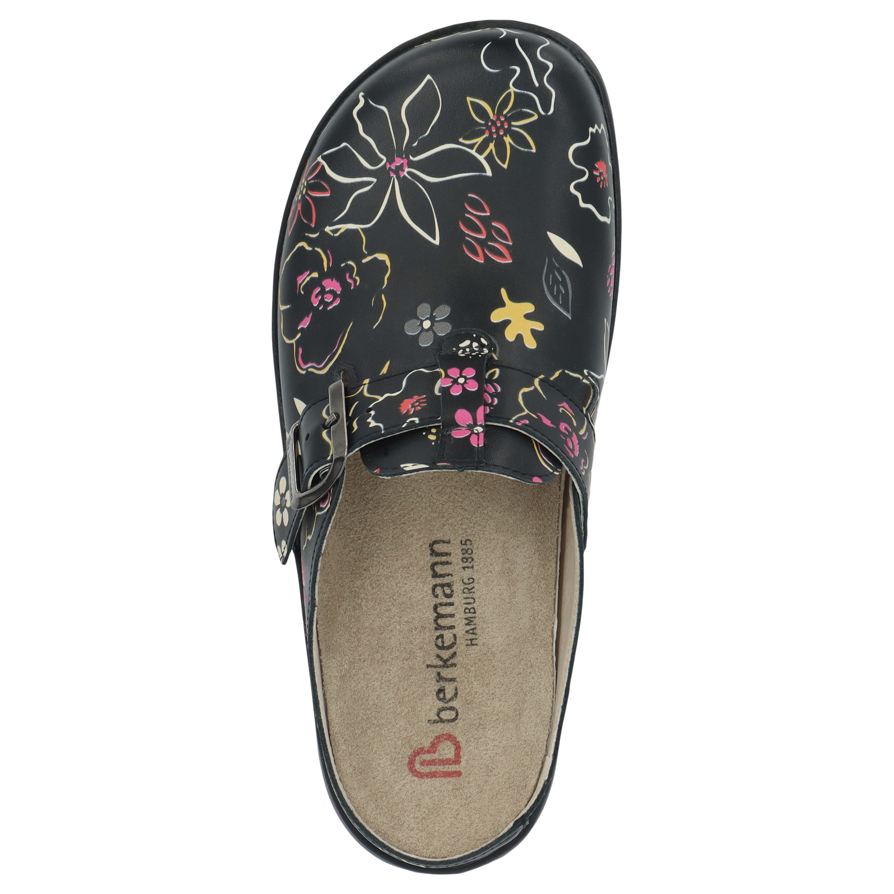 schwarze clogs draufsicht