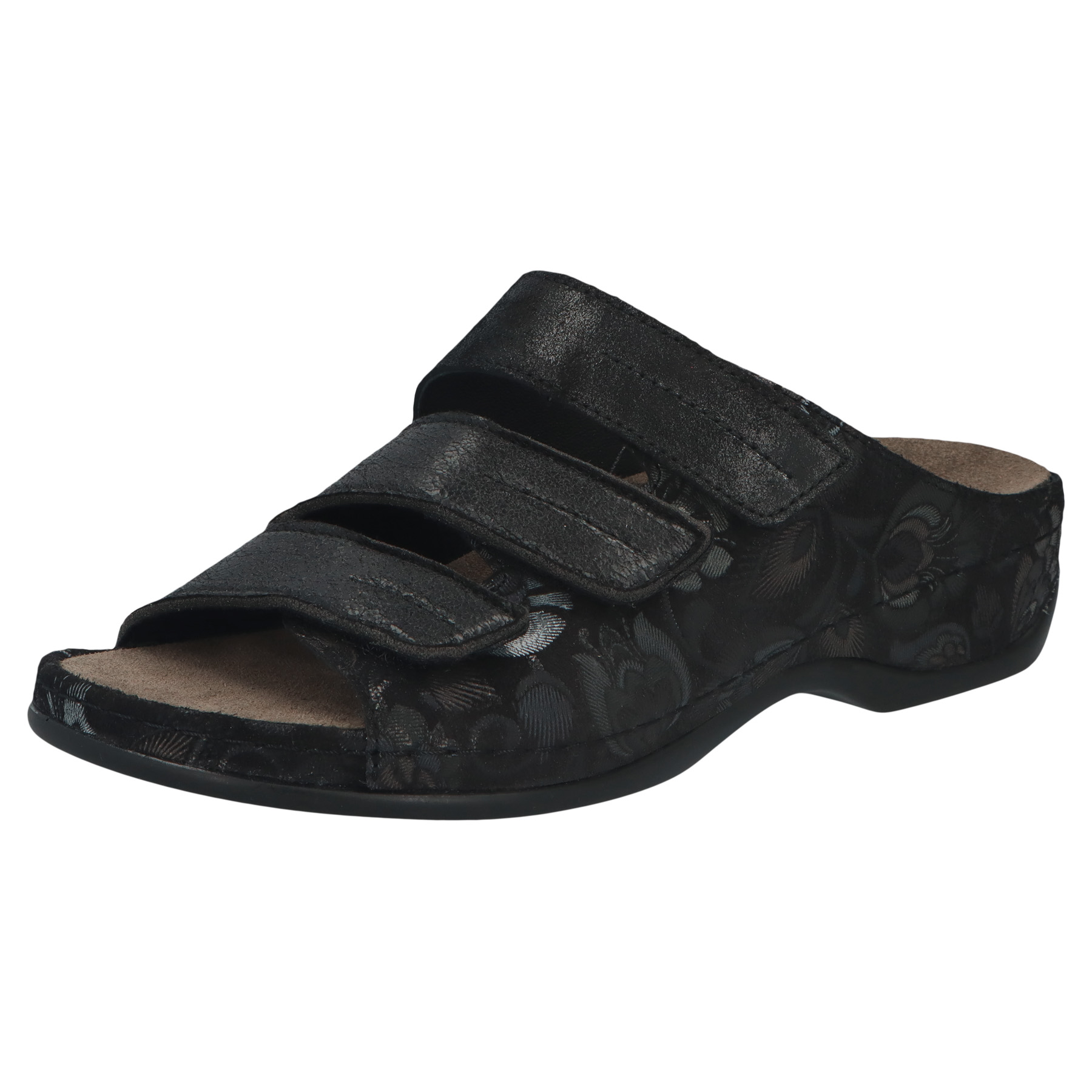 schwarz/Flora Leder/Stretch