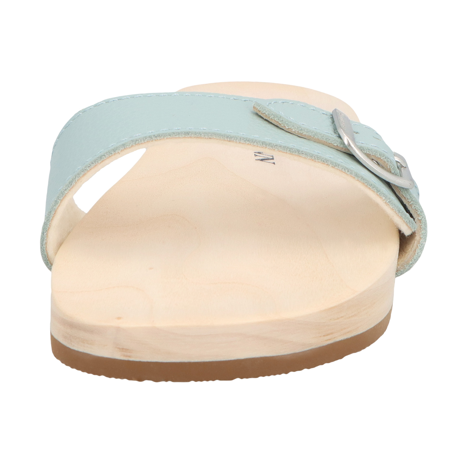 blaue holzschuhe vorderansicht