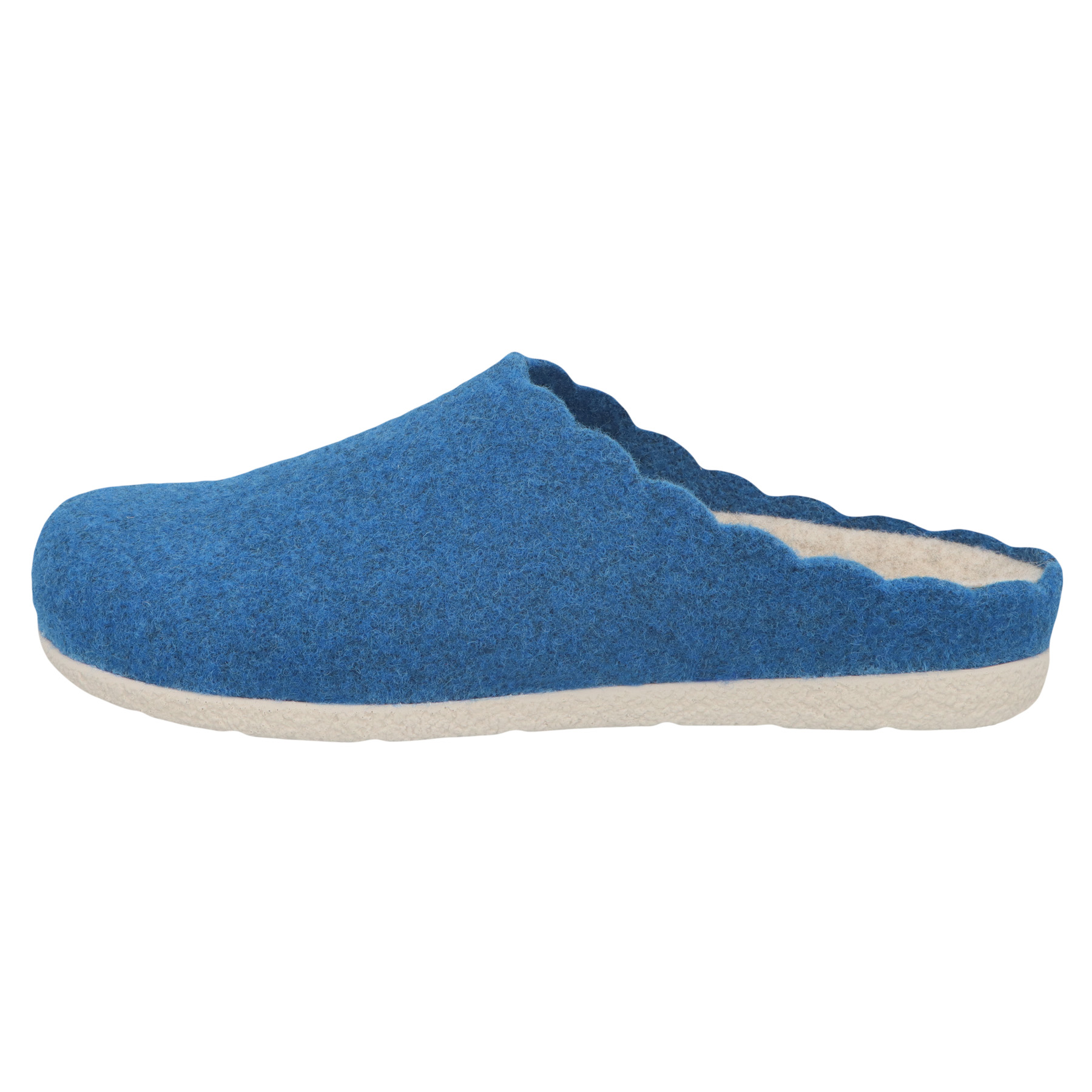 blaue hausschuhe seitenansicht links