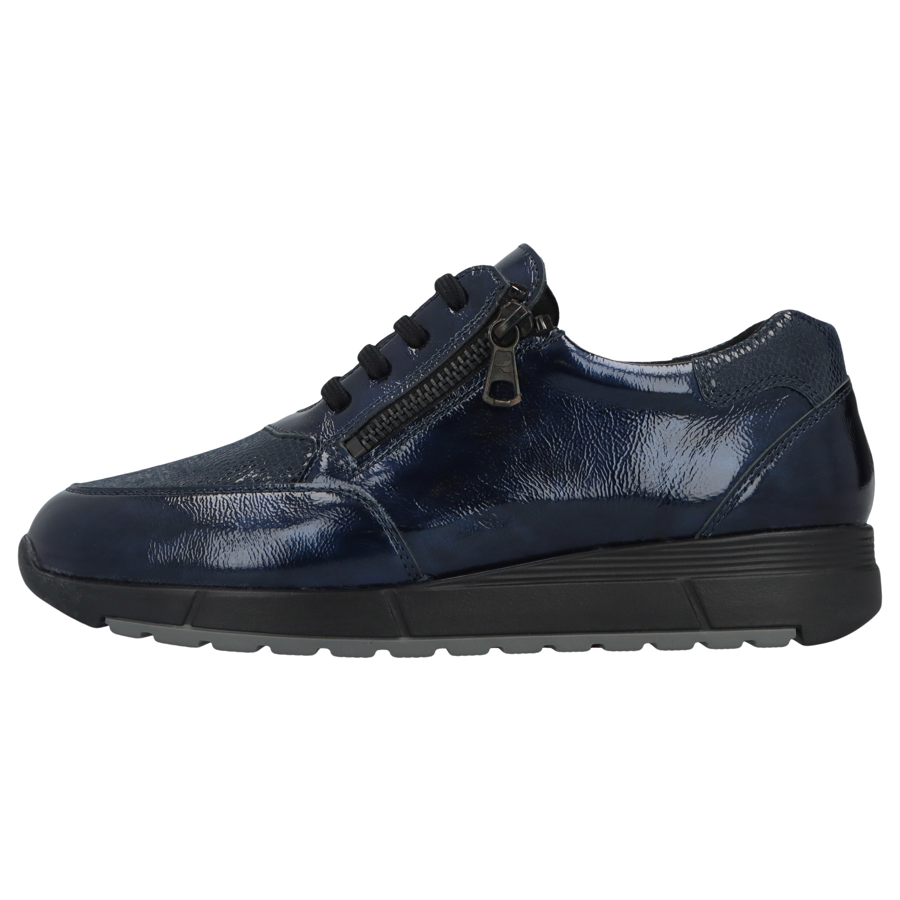 blaue halbschuh seitenansicht links