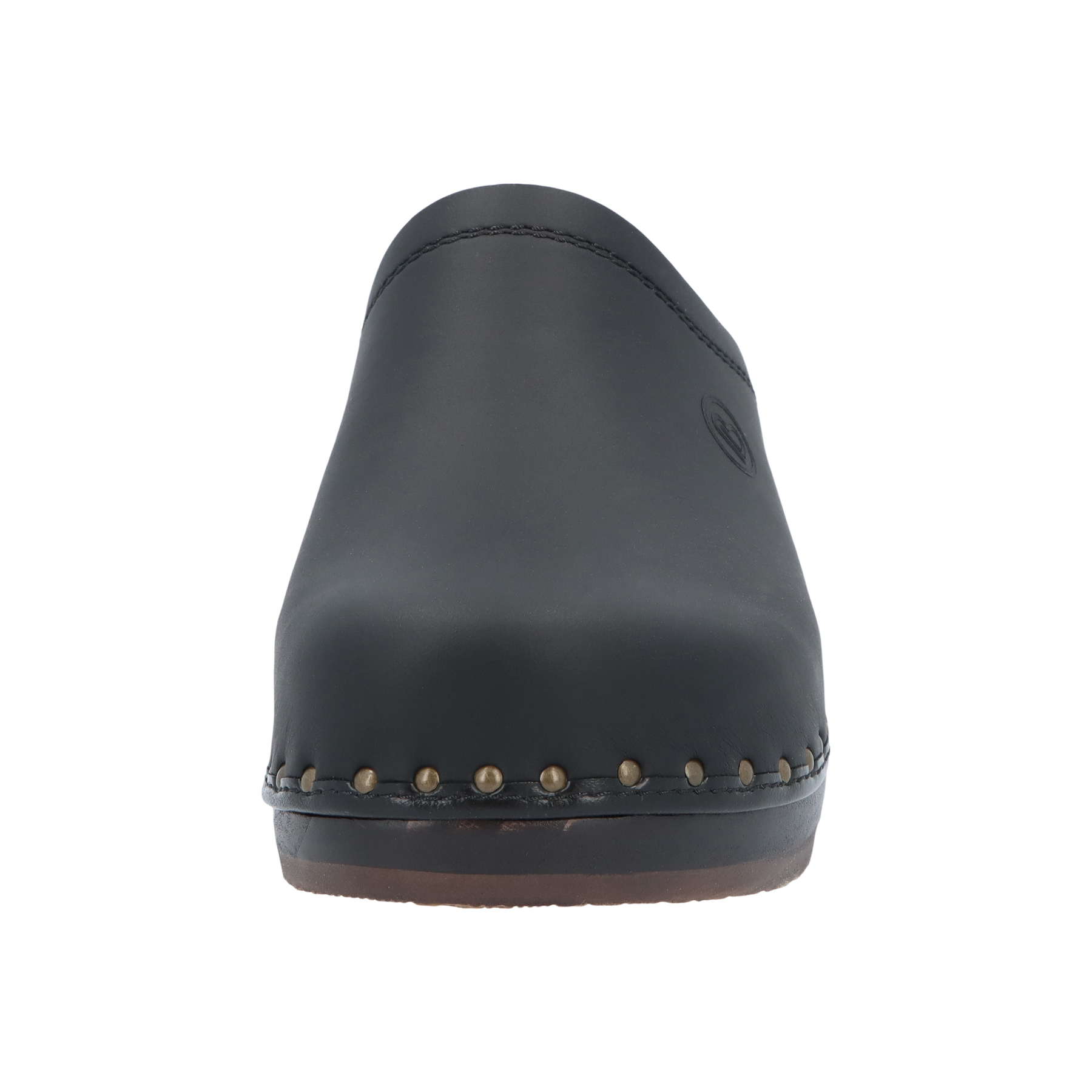 schwarze holzschuhe vorderansicht