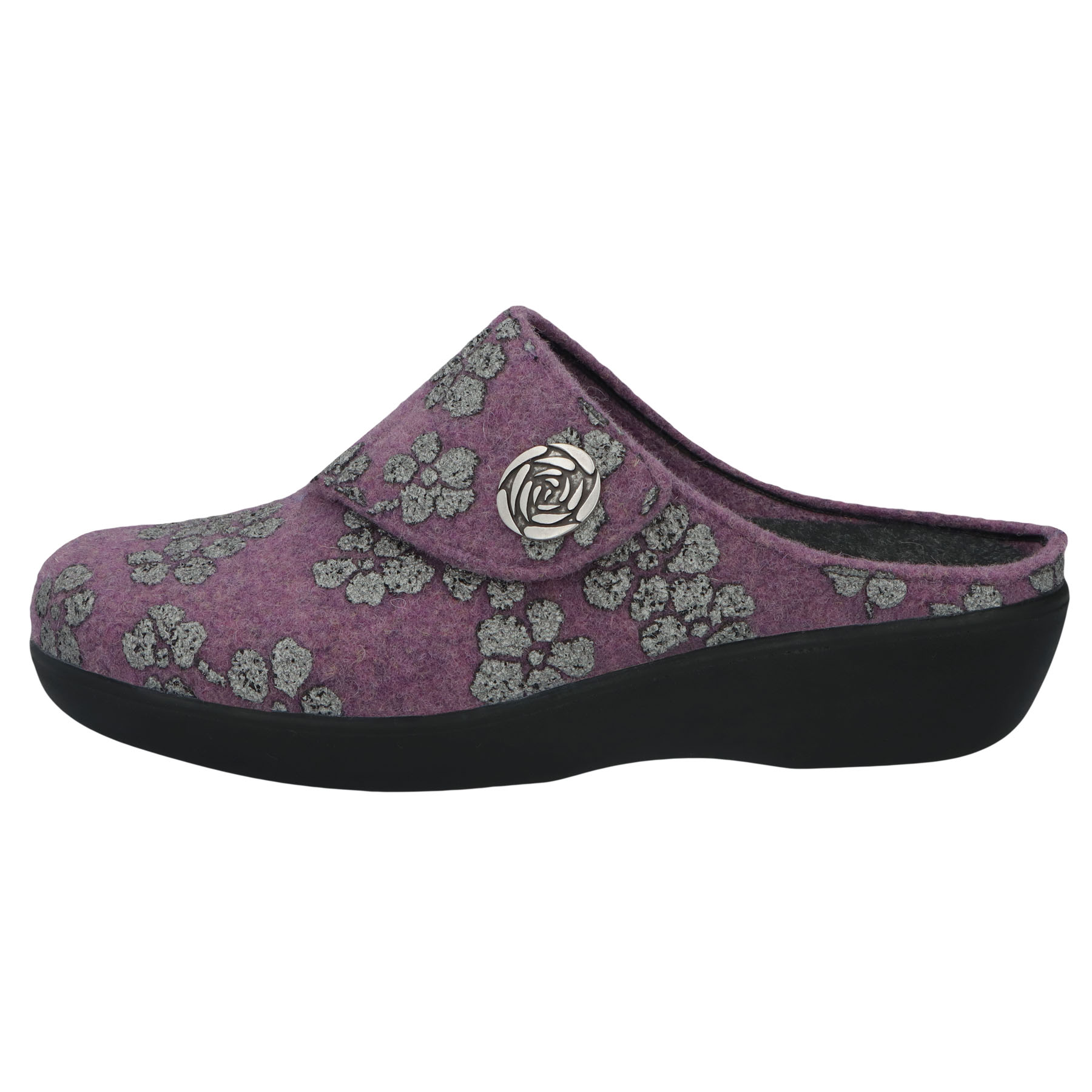 rote hausschuhe seitenansicht links