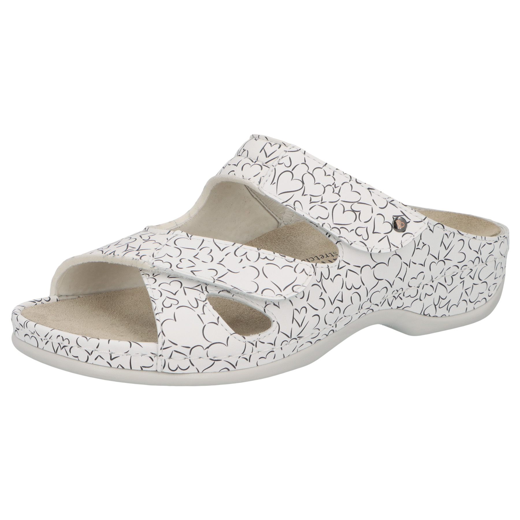 weiß/schwarz Leder/Print/Stretch