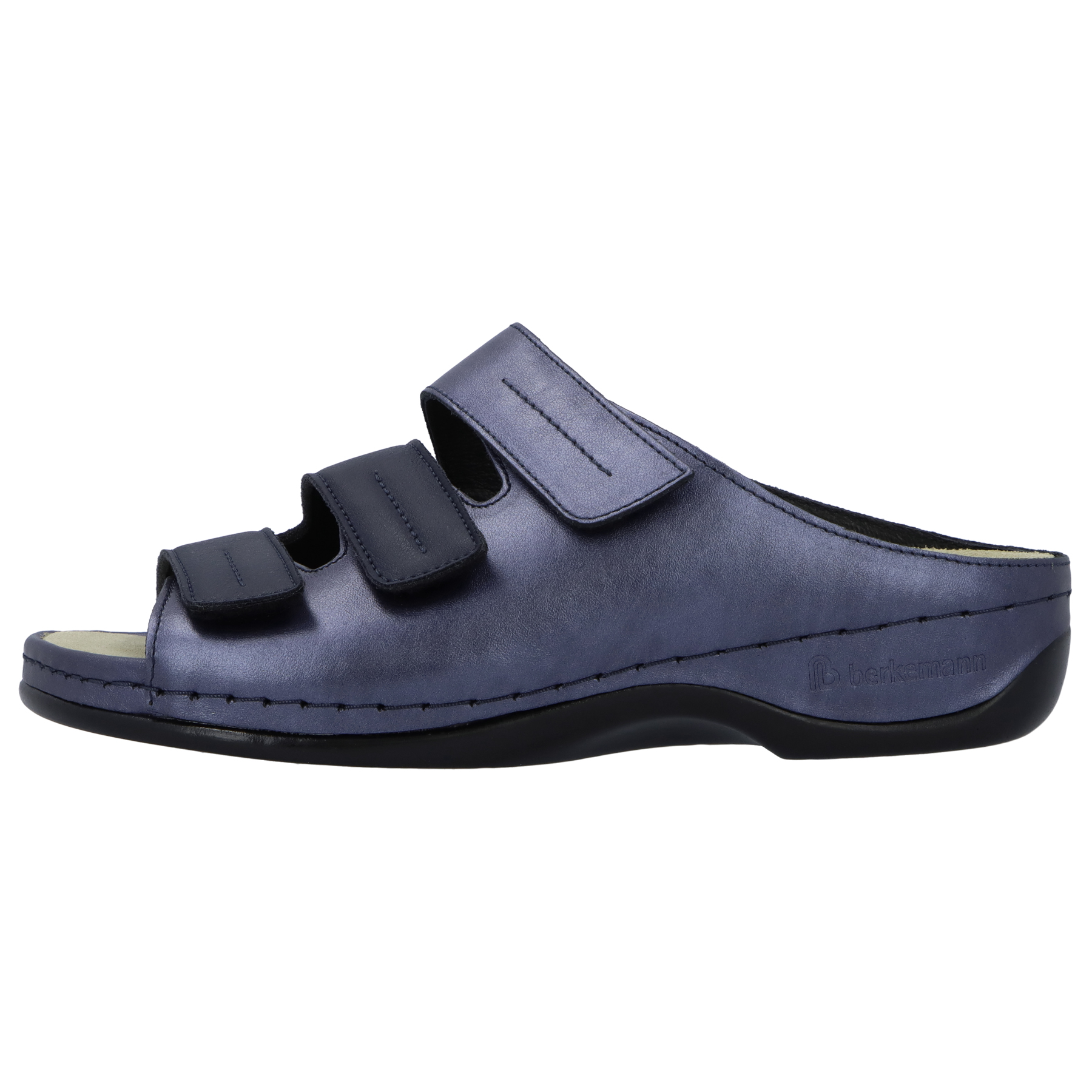 blaue pantolette seitenansicht links