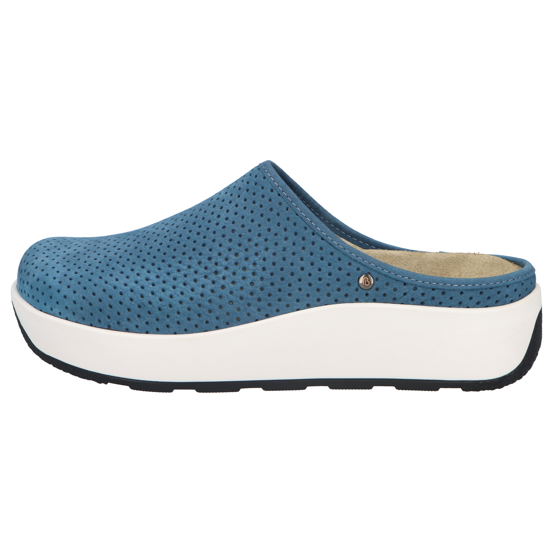 blaue clogs seitenansicht links